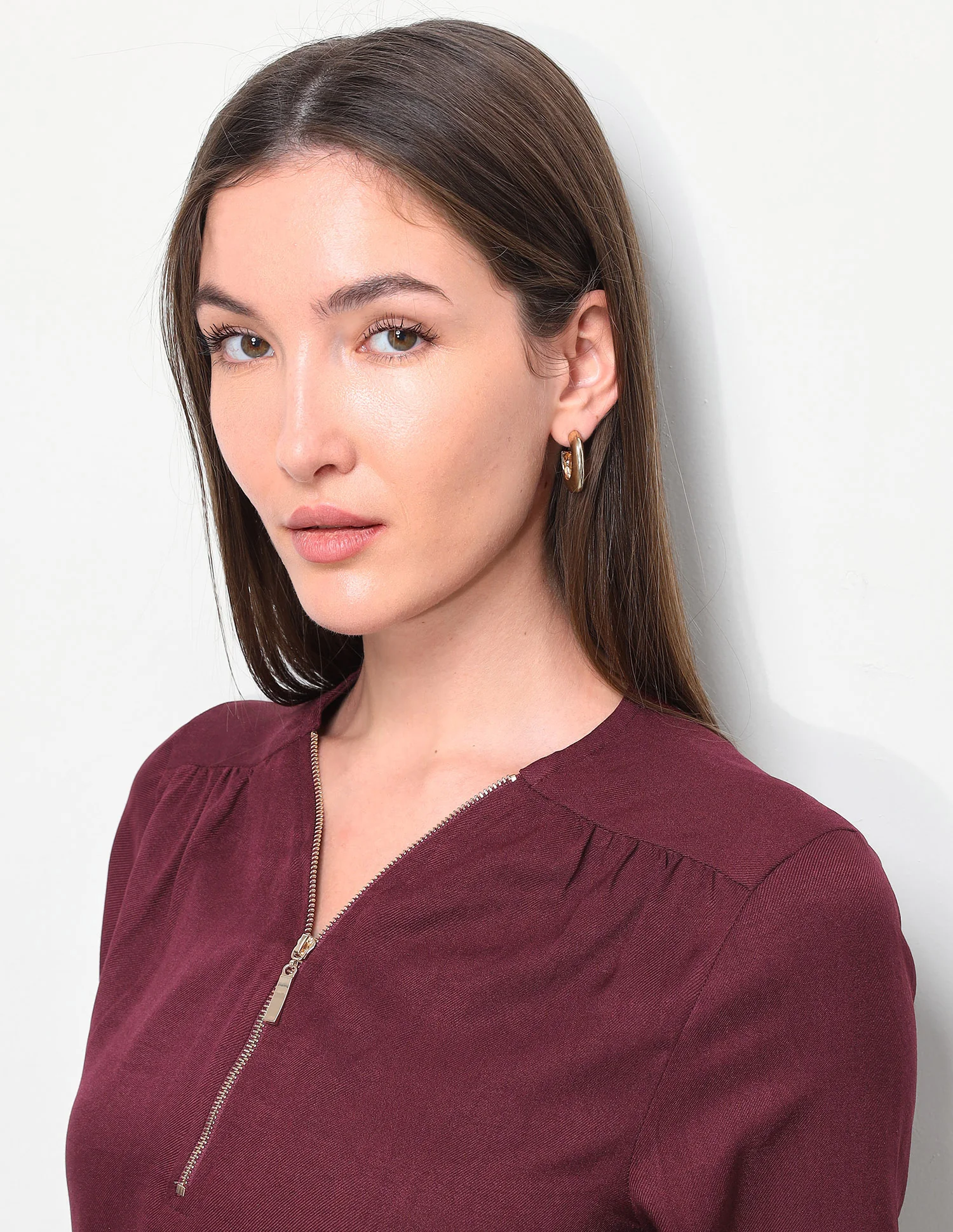 Solid Regular Fit Zipper Top - Image 7