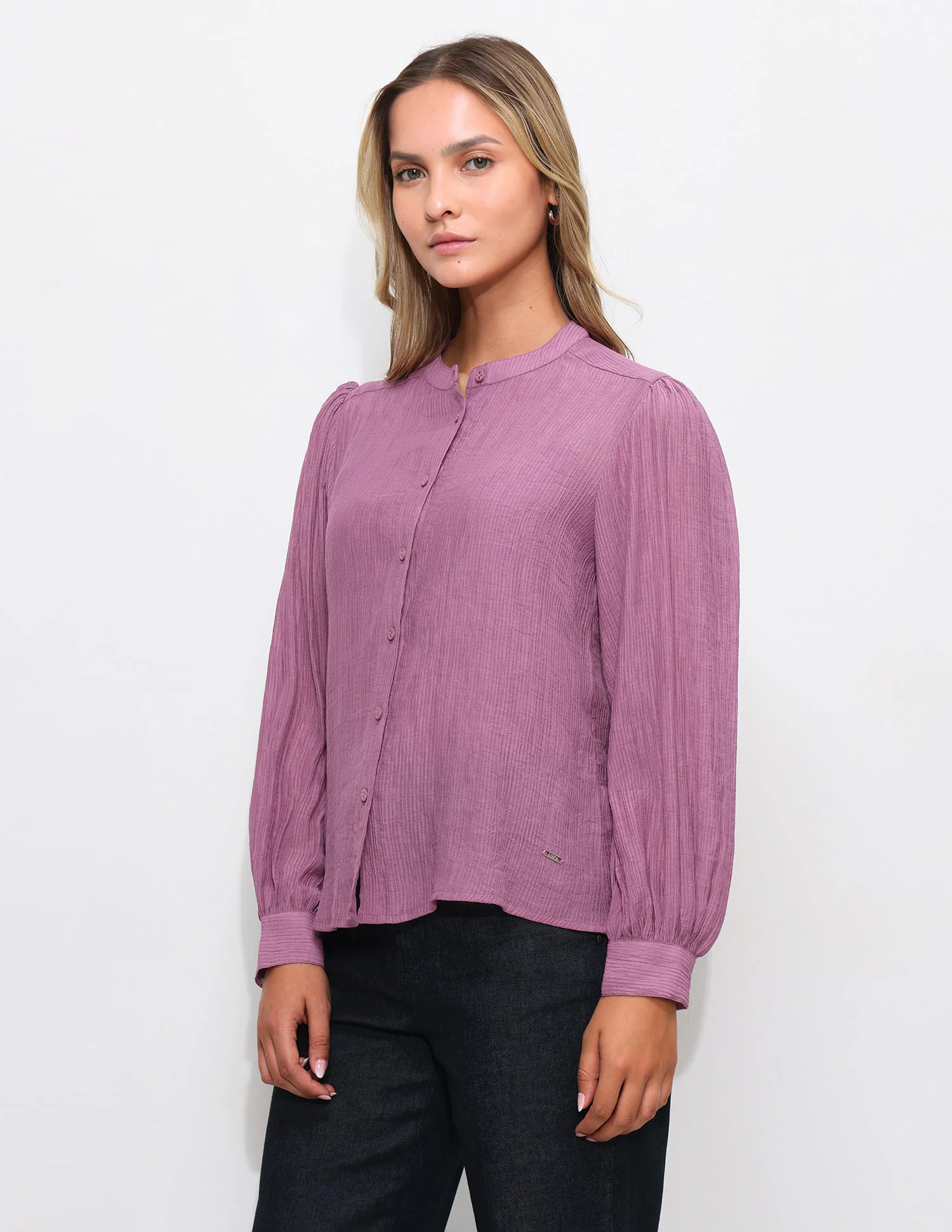 Solid Relaxed Fit Blouson Top - Image 4