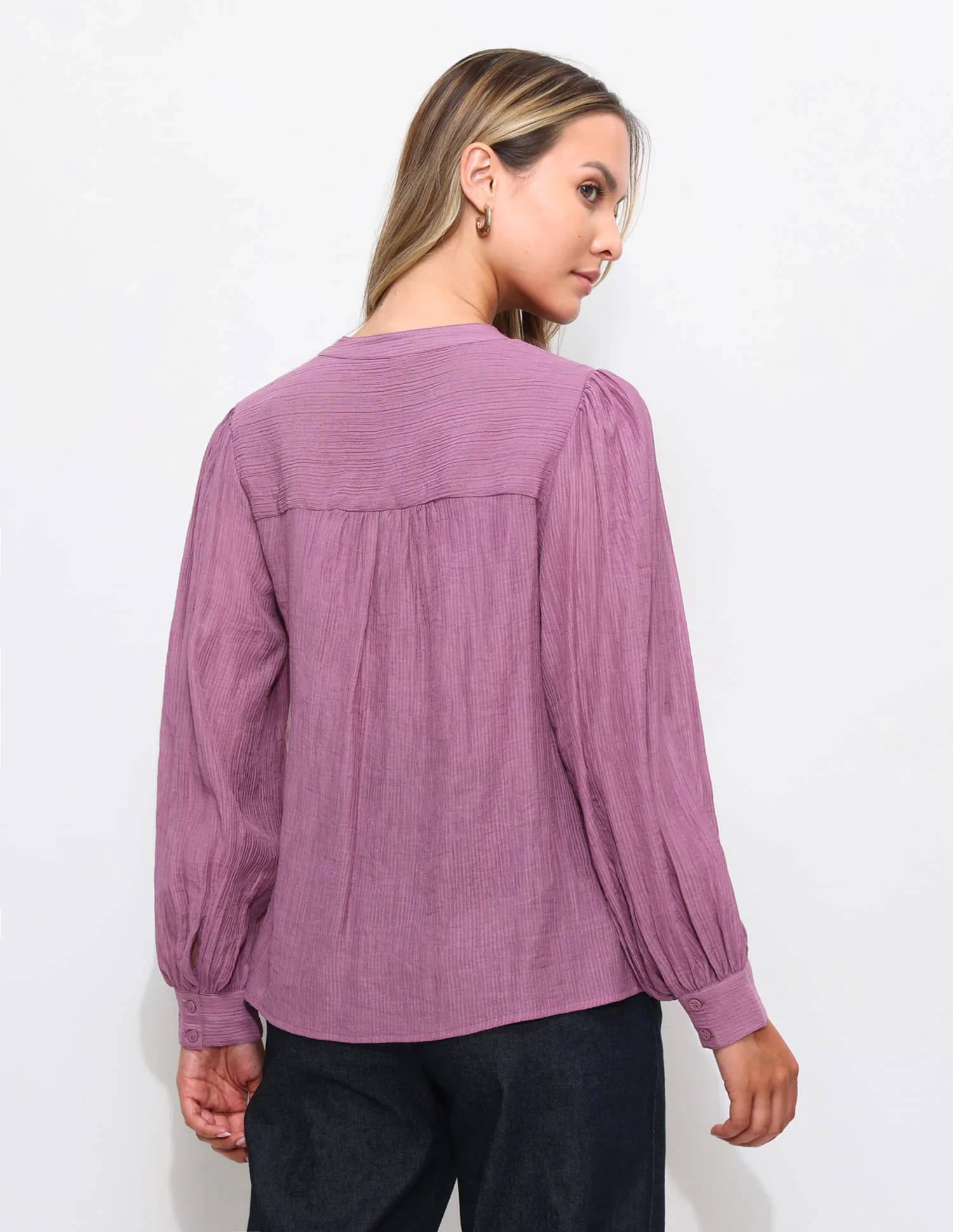 Solid Relaxed Fit Blouson Top - Image 5