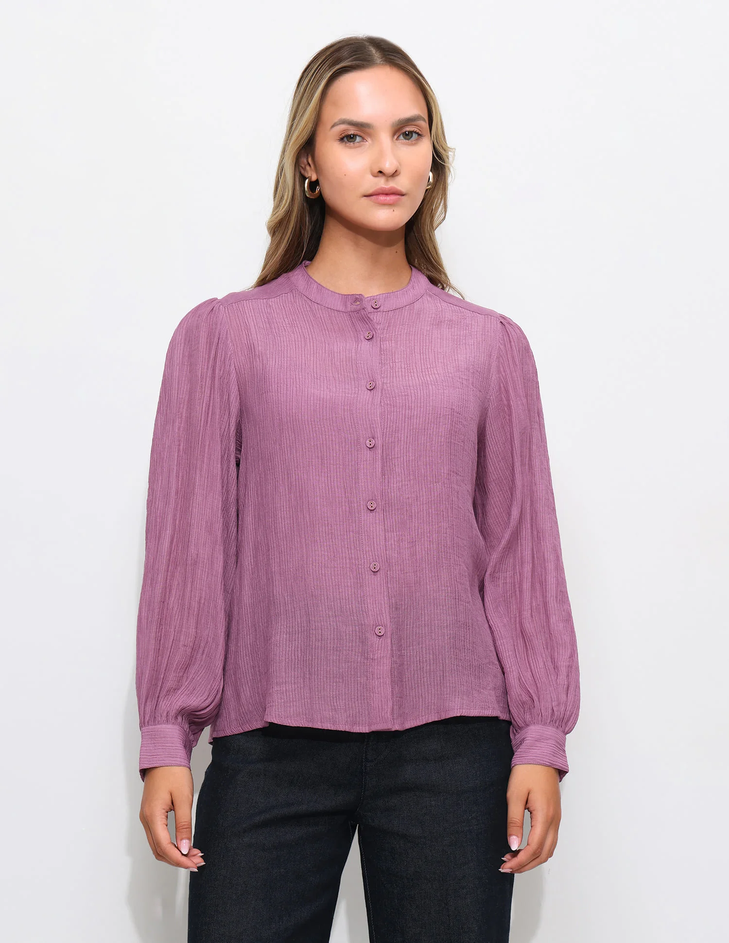 Solid Relaxed Fit Blouson Top - Image 6