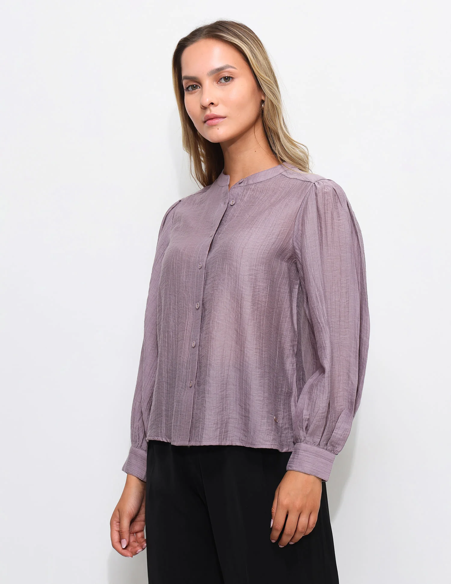 Solid Relaxed Fit Blouson Top - Image 4