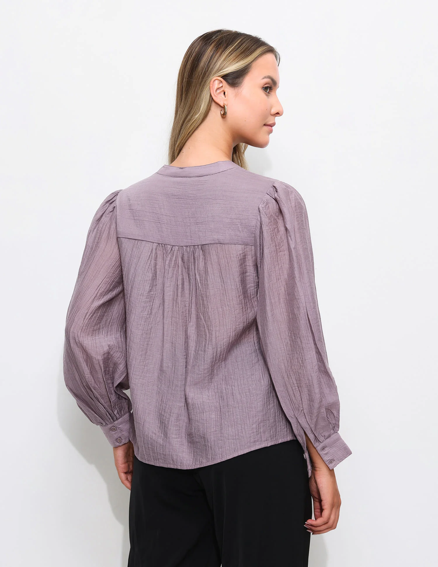 Solid Relaxed Fit Blouson Top - Image 5