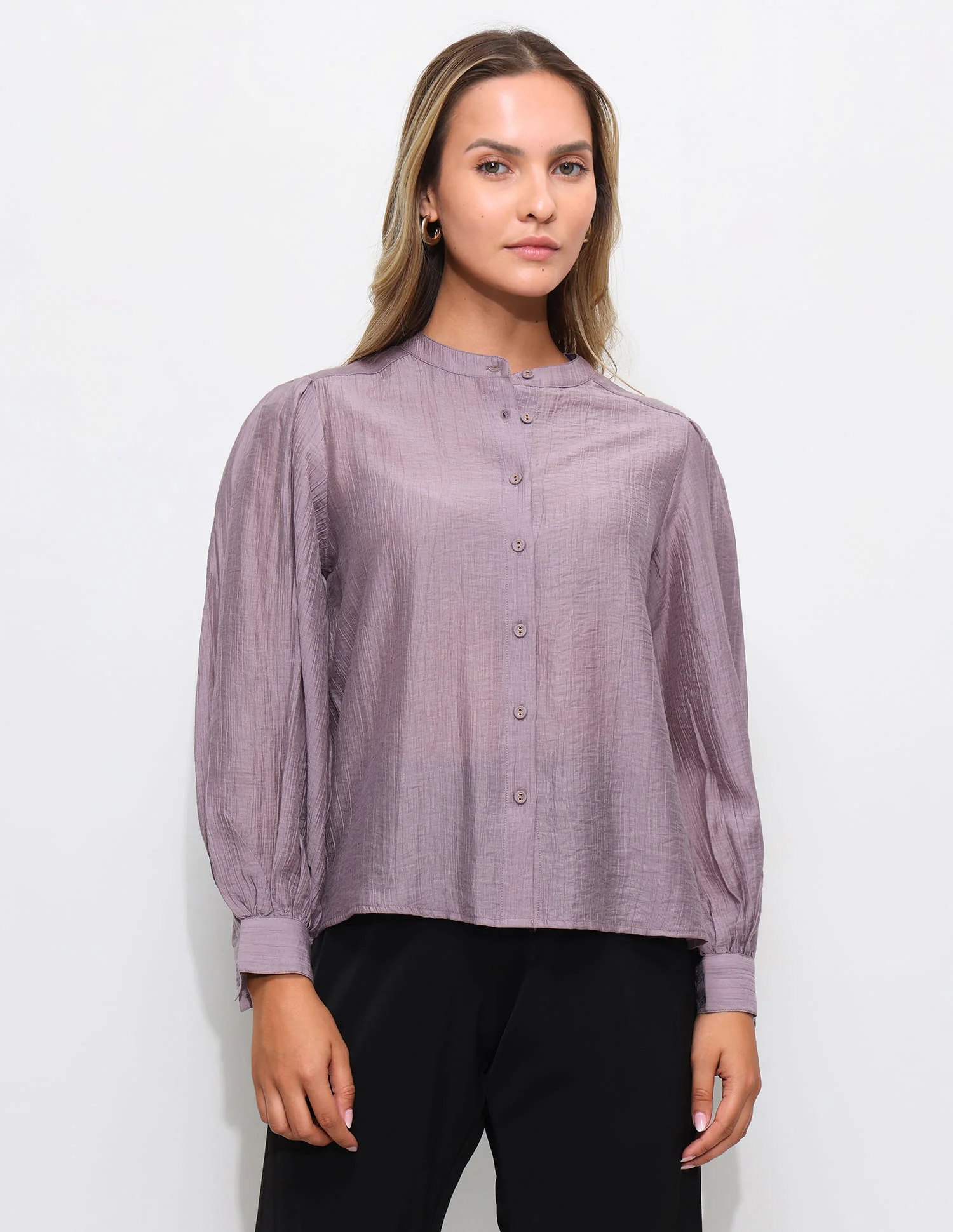 Solid Relaxed Fit Blouson Top - Image 6