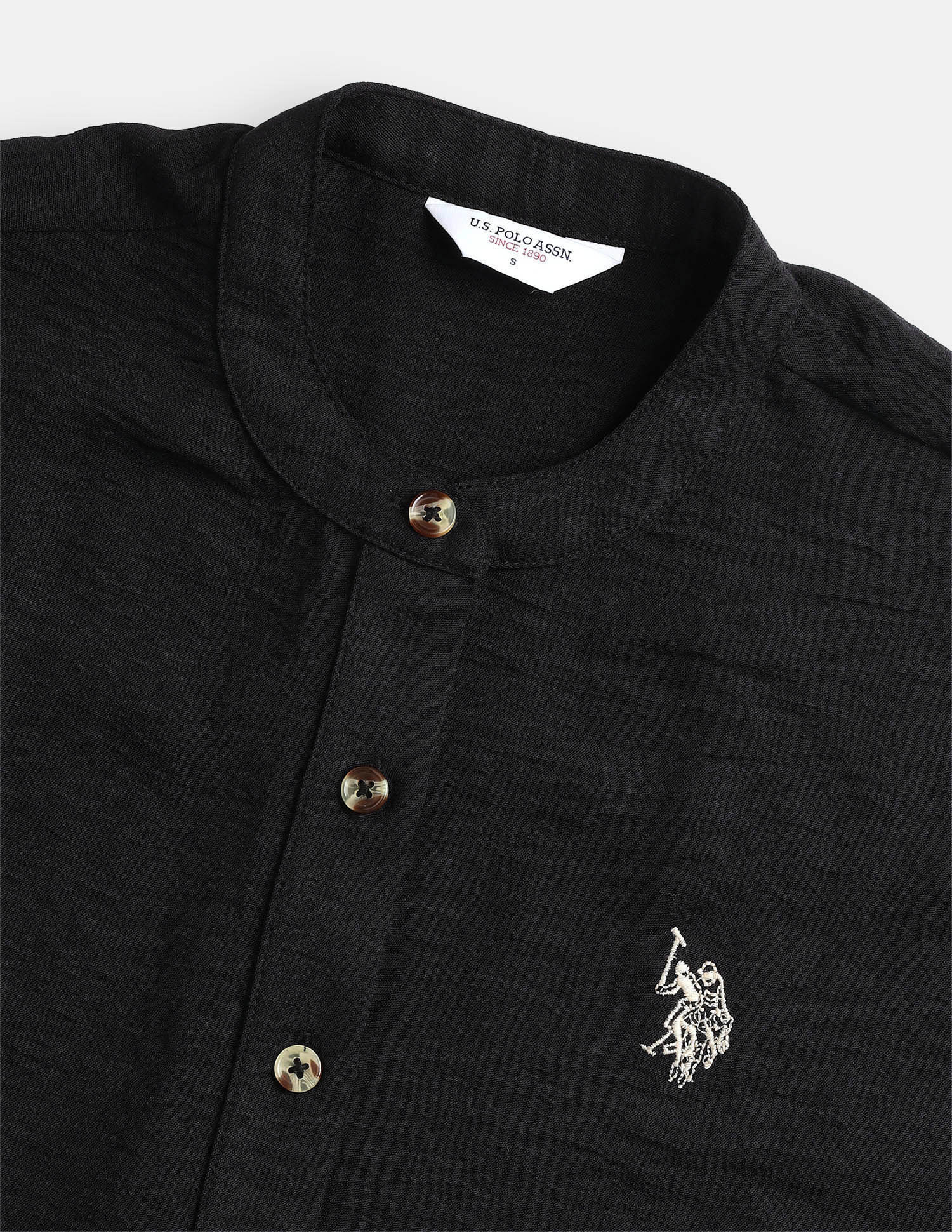 Solid Relaxed Fit Mandarin Shirt - Image 8