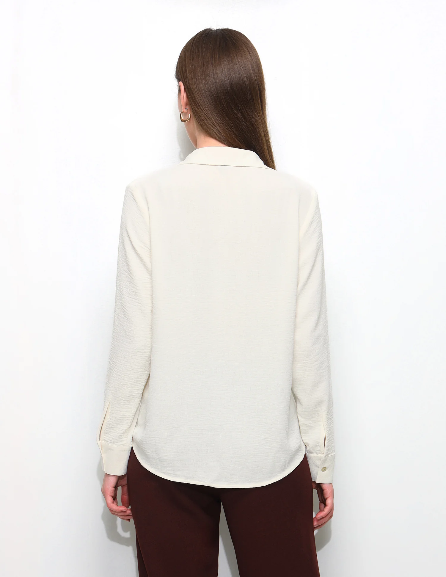 Solid V Neck Collar Shirt - Image 5