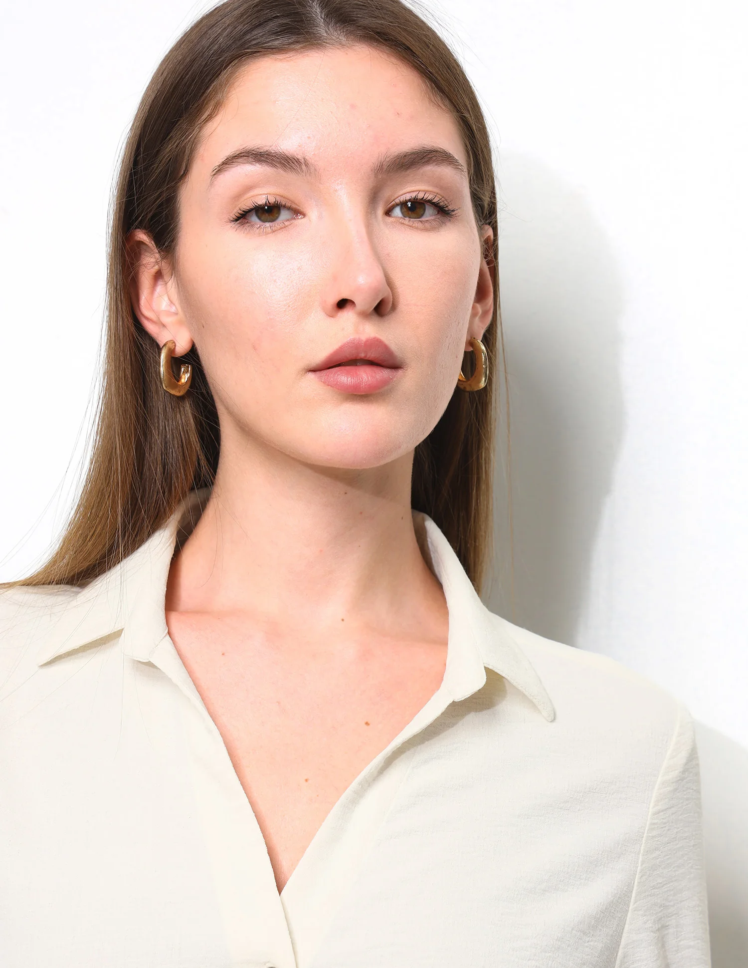 Solid V Neck Collar Shirt - Image 7