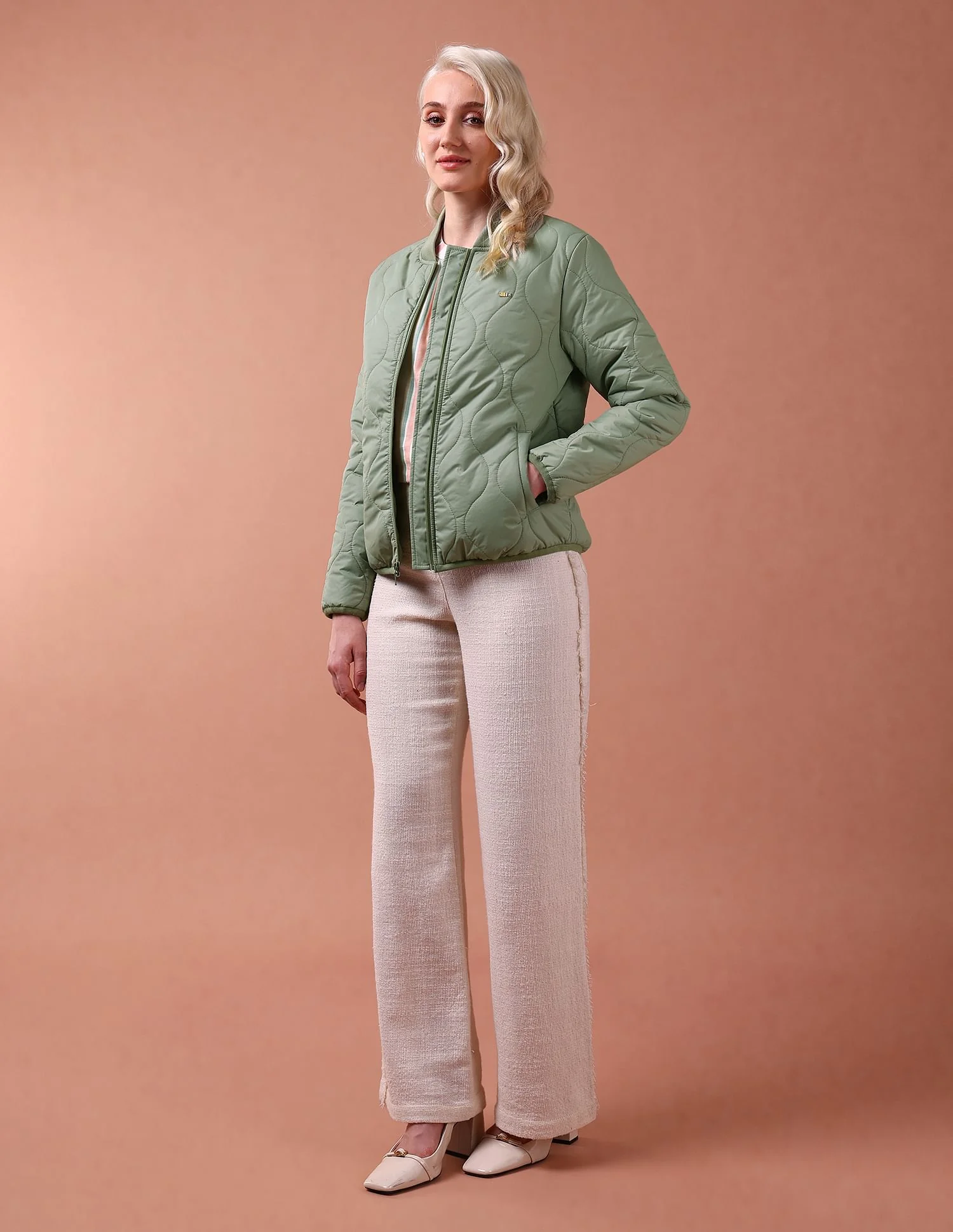 Stand Collar Quilted Jacket - Image 3