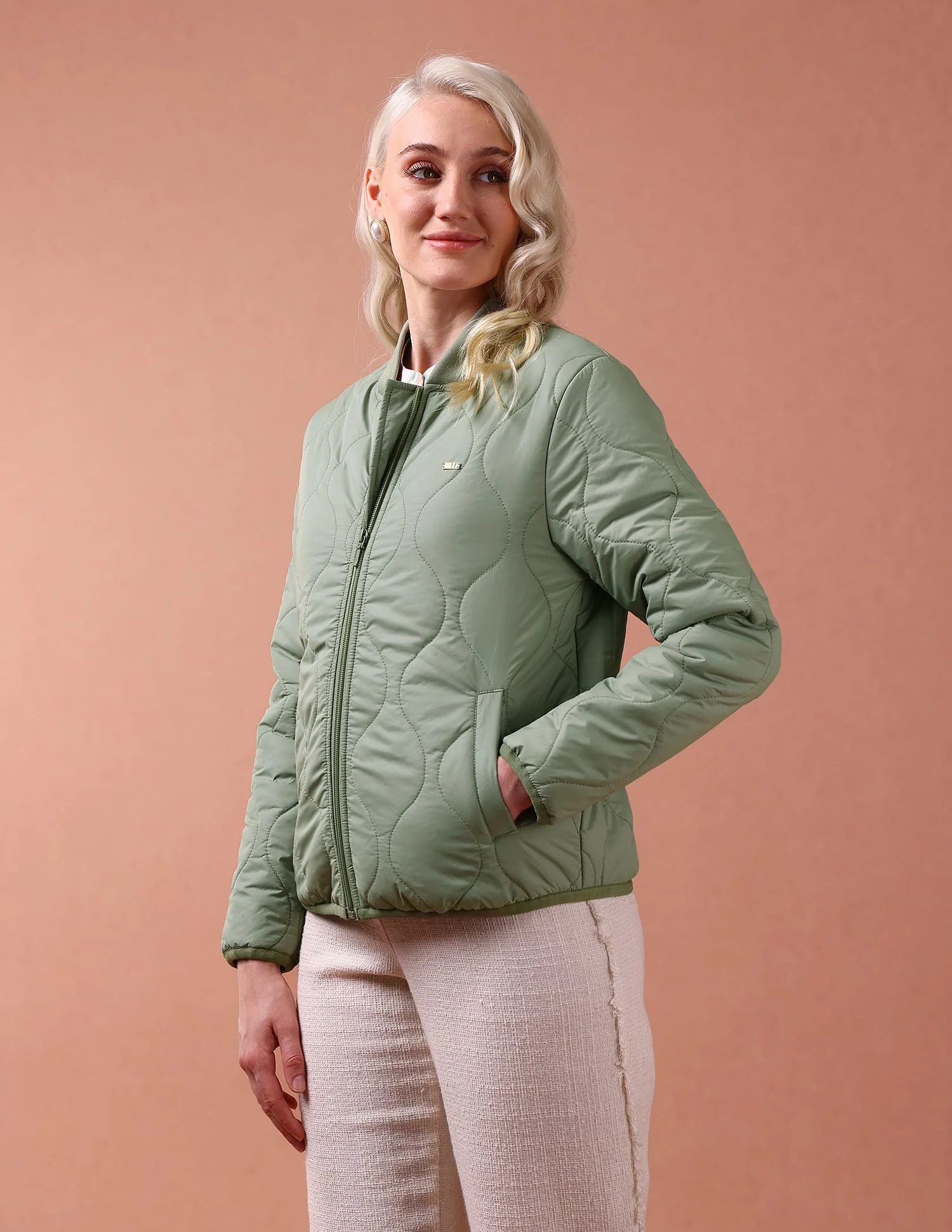 Stand Collar Quilted Jacket - Image 4