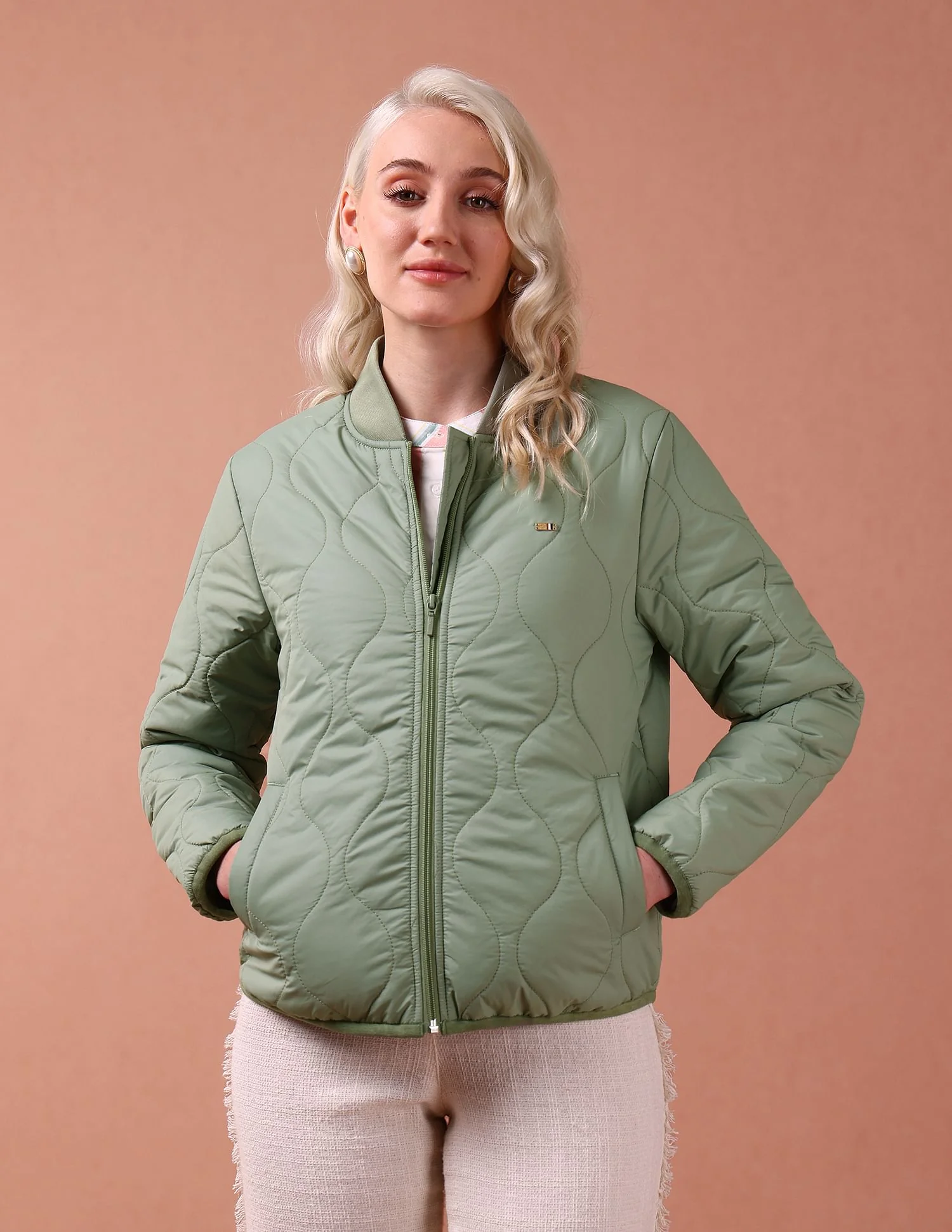 Stand Collar Quilted Jacket - Image 6