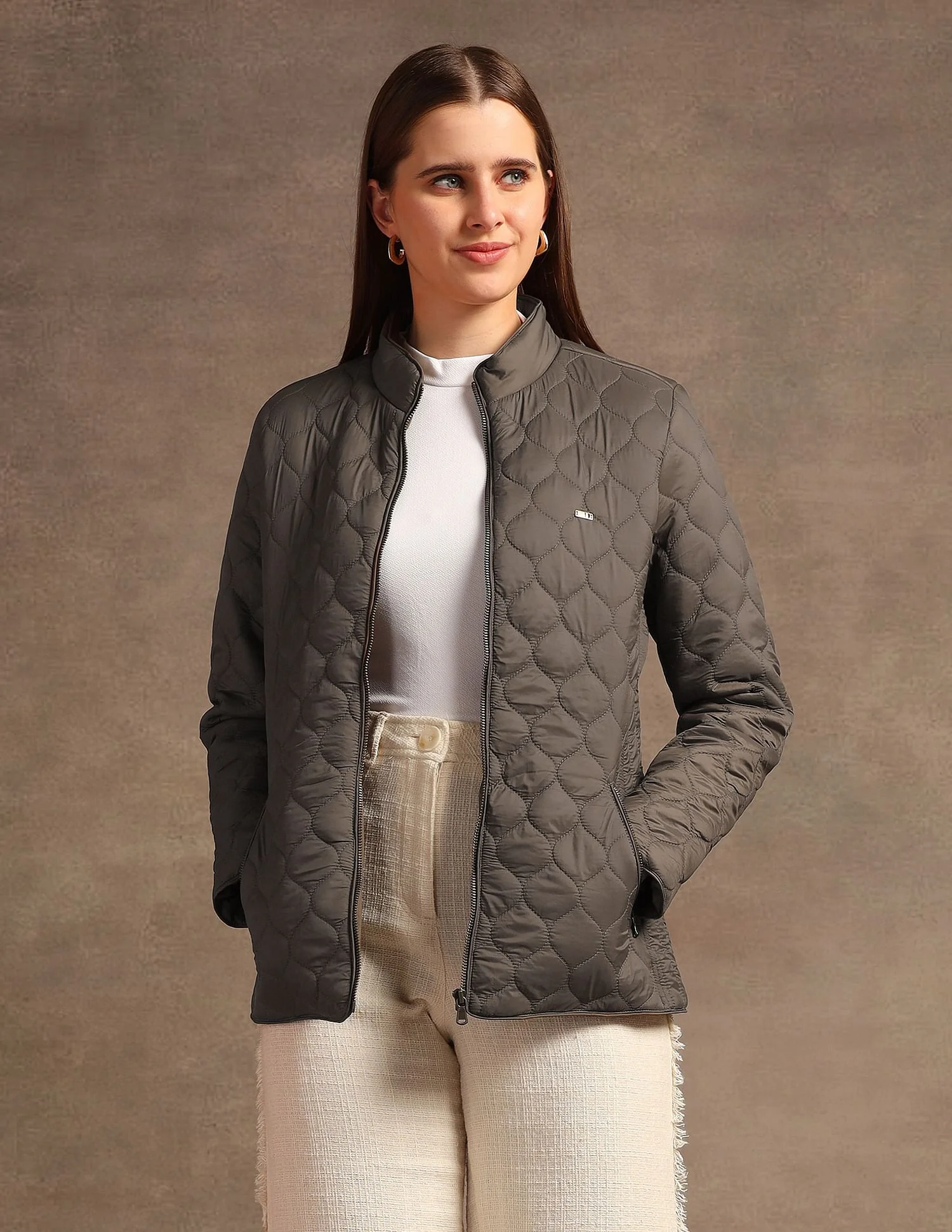 Stand Collar Quilted Jacket