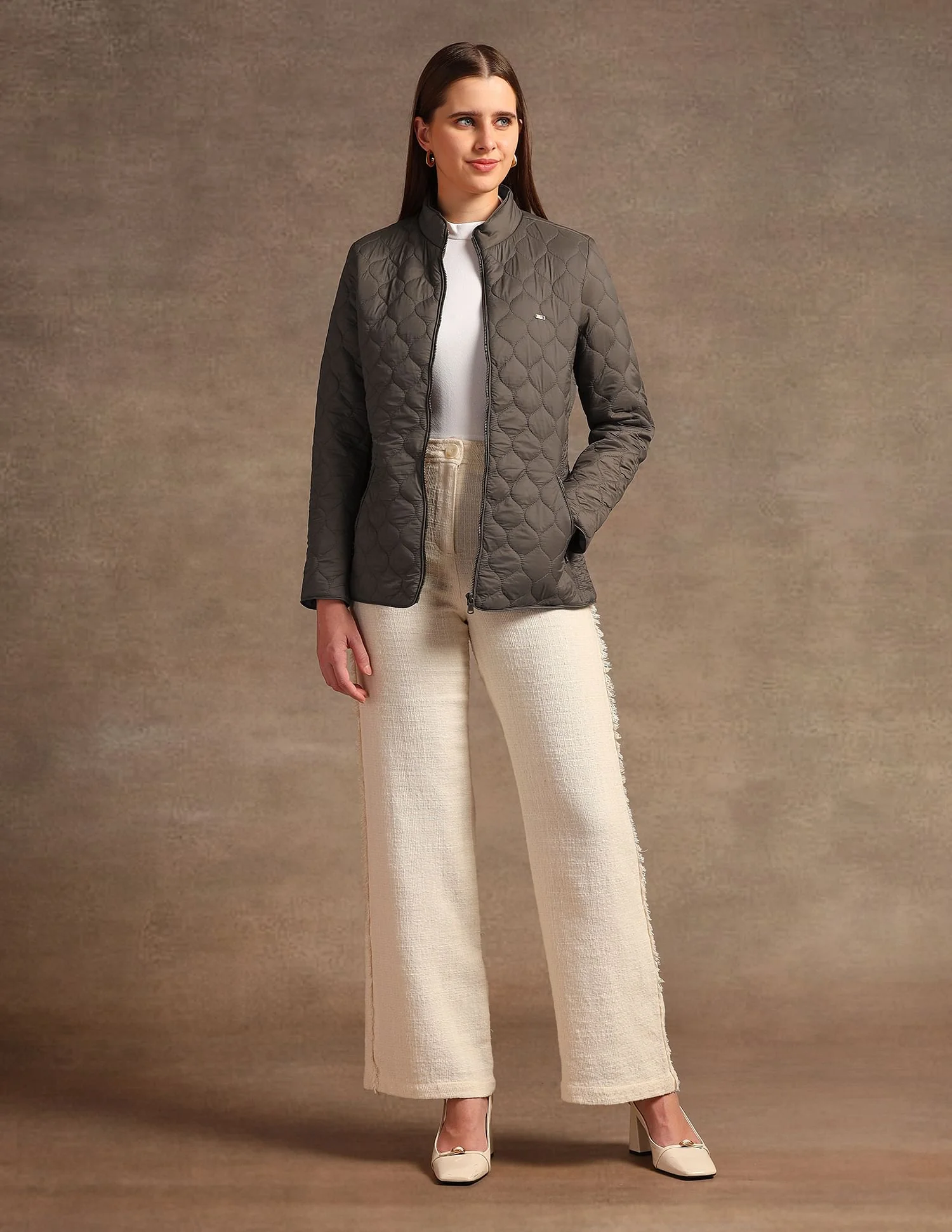 Stand Collar Quilted Jacket - Image 3