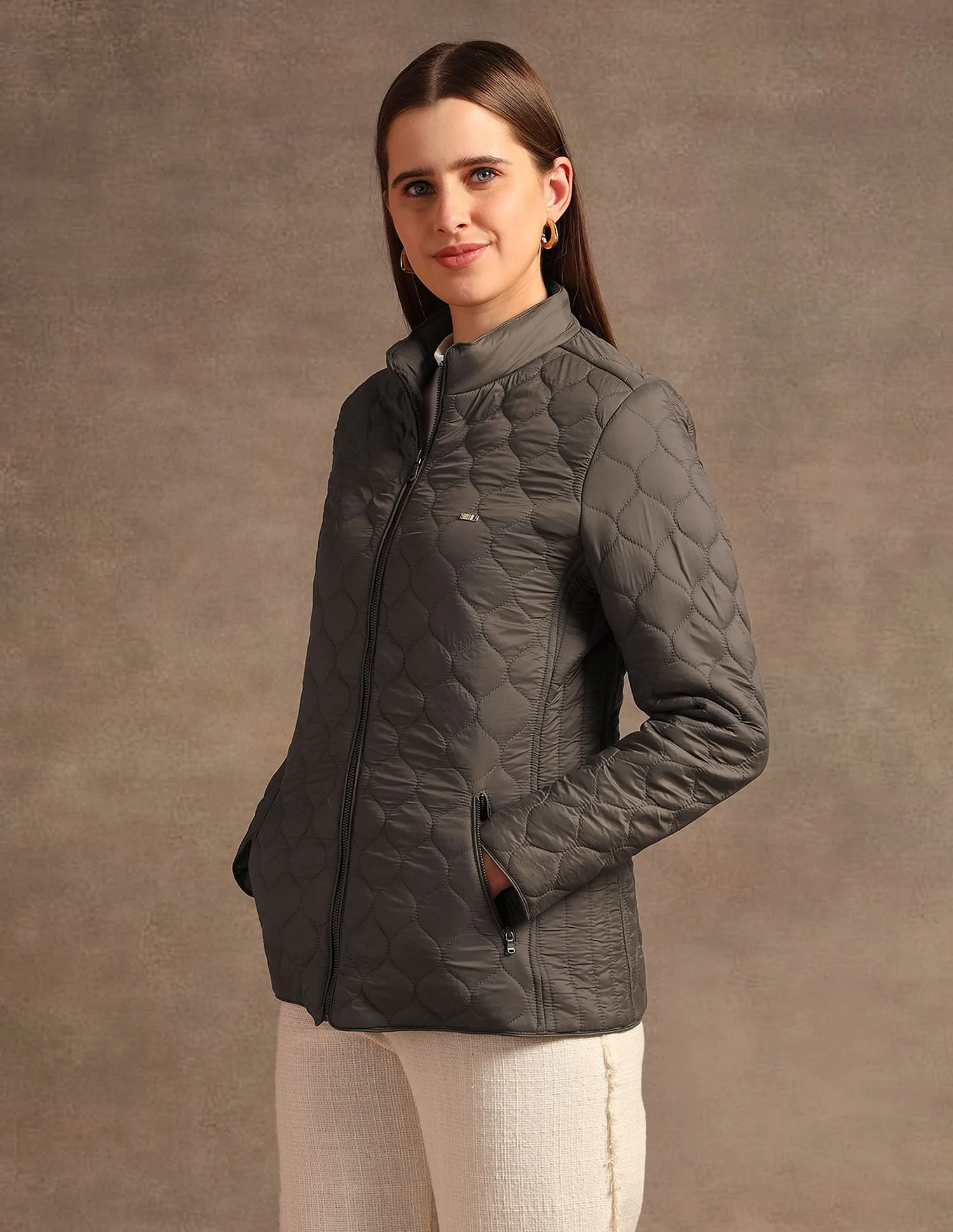 Stand Collar Quilted Jacket - Image 4