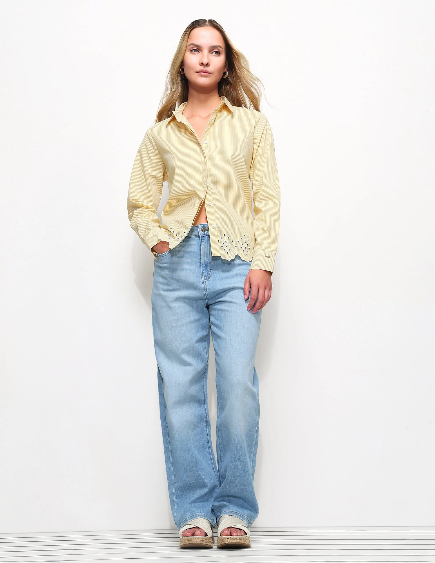 Striped Shirt With Schiffli Border - Image 3