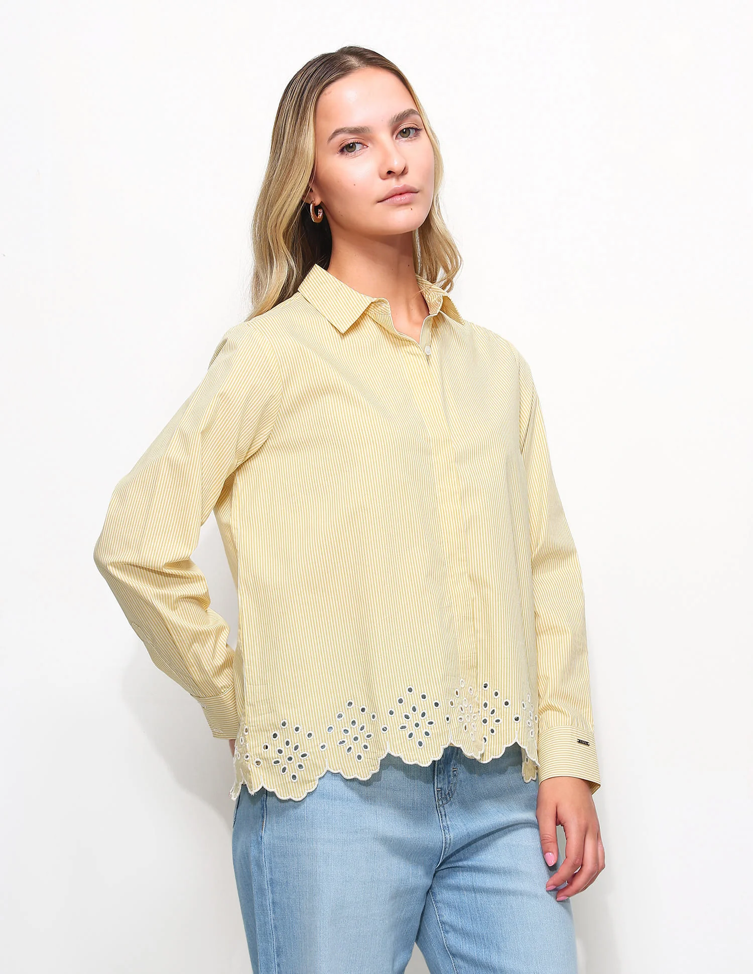 Striped Shirt With Schiffli Border - Image 4