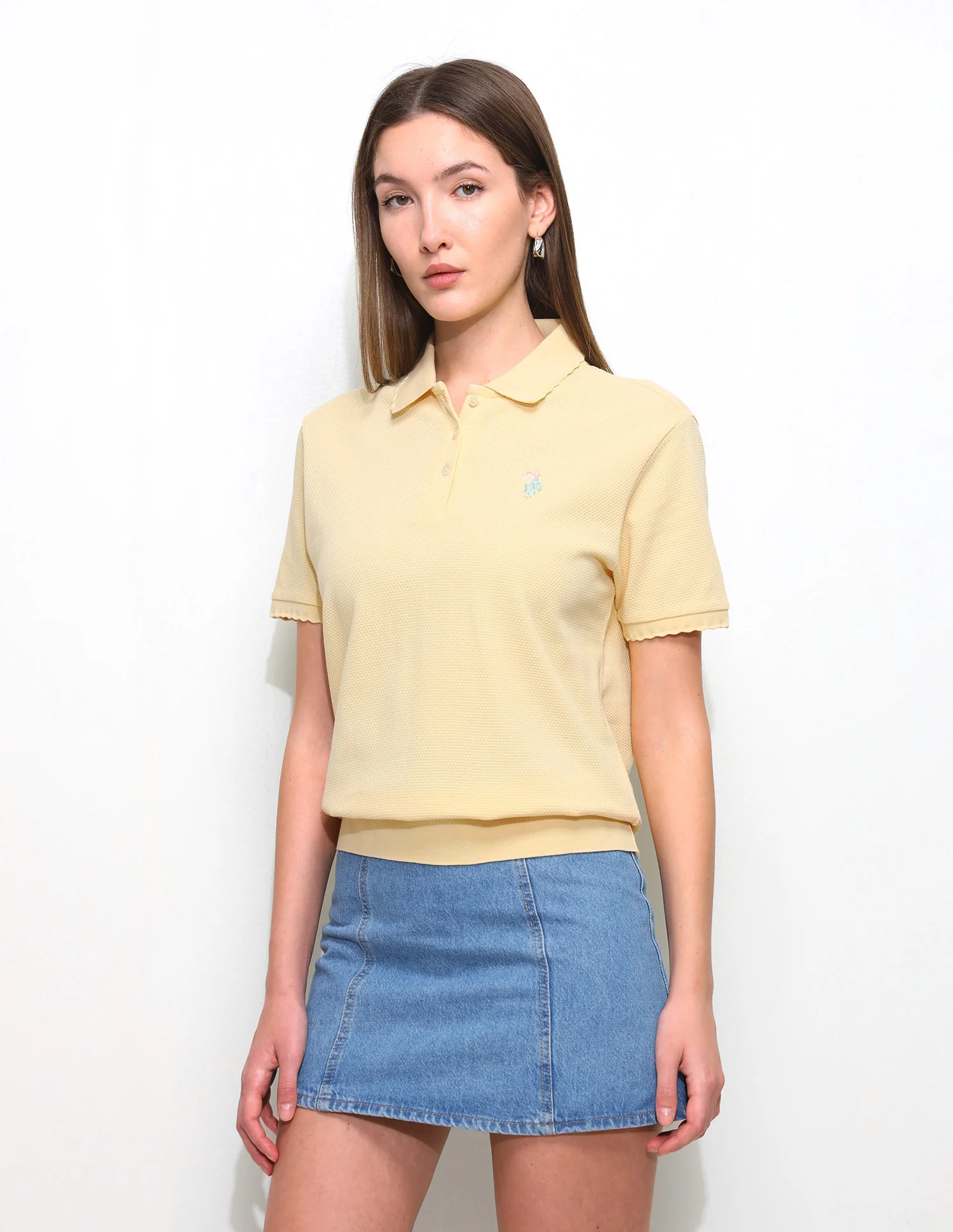 Textured Boxy Fit Blouson Polo Shirt - Image 4
