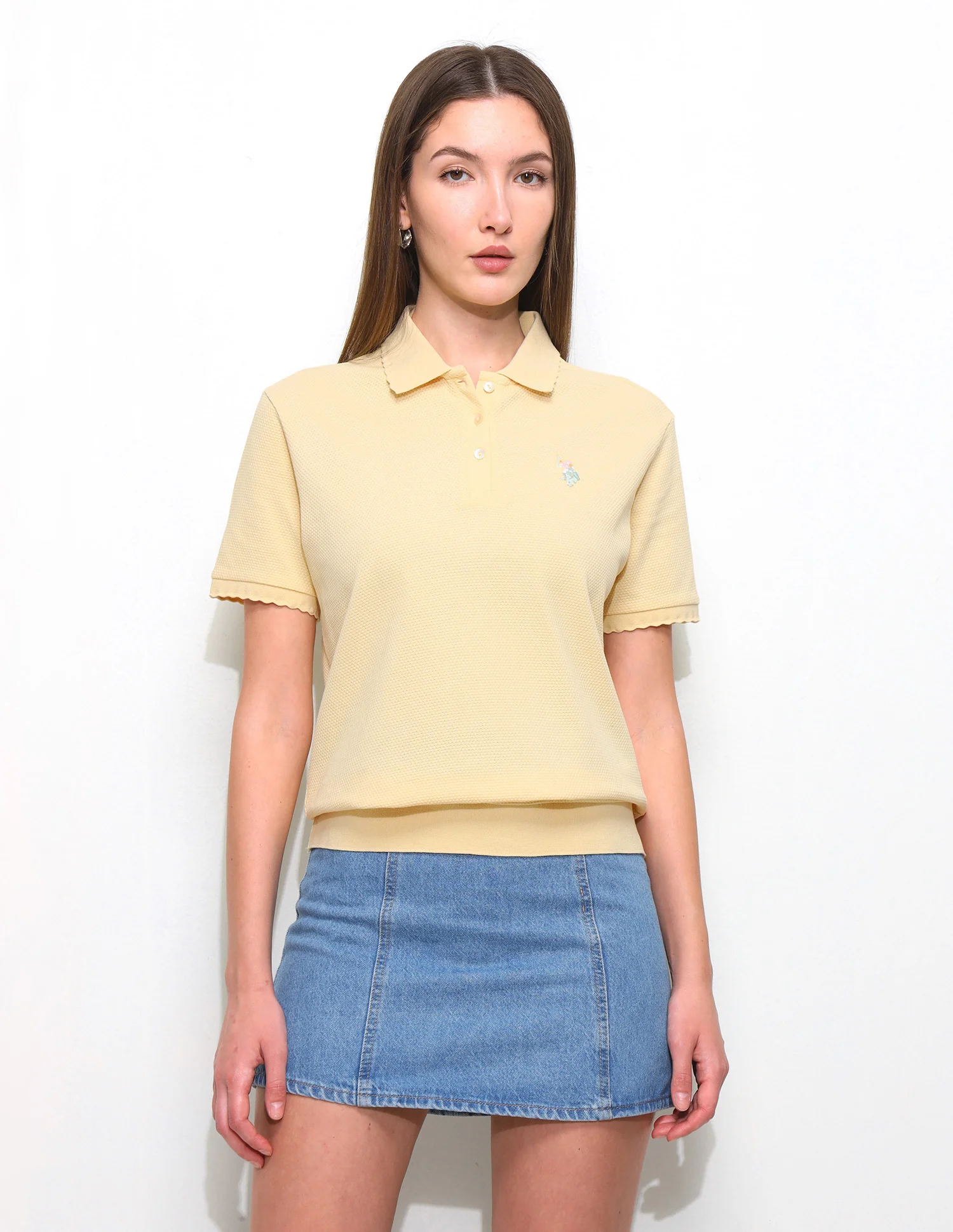Textured Boxy Fit Blouson Polo Shirt - Image 6