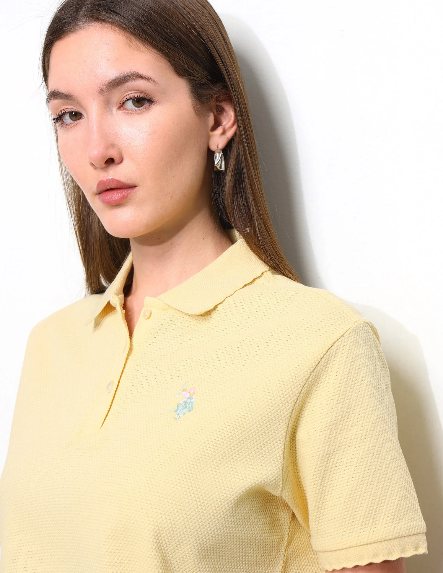 Textured Boxy Fit Blouson Polo Shirt - Image 7