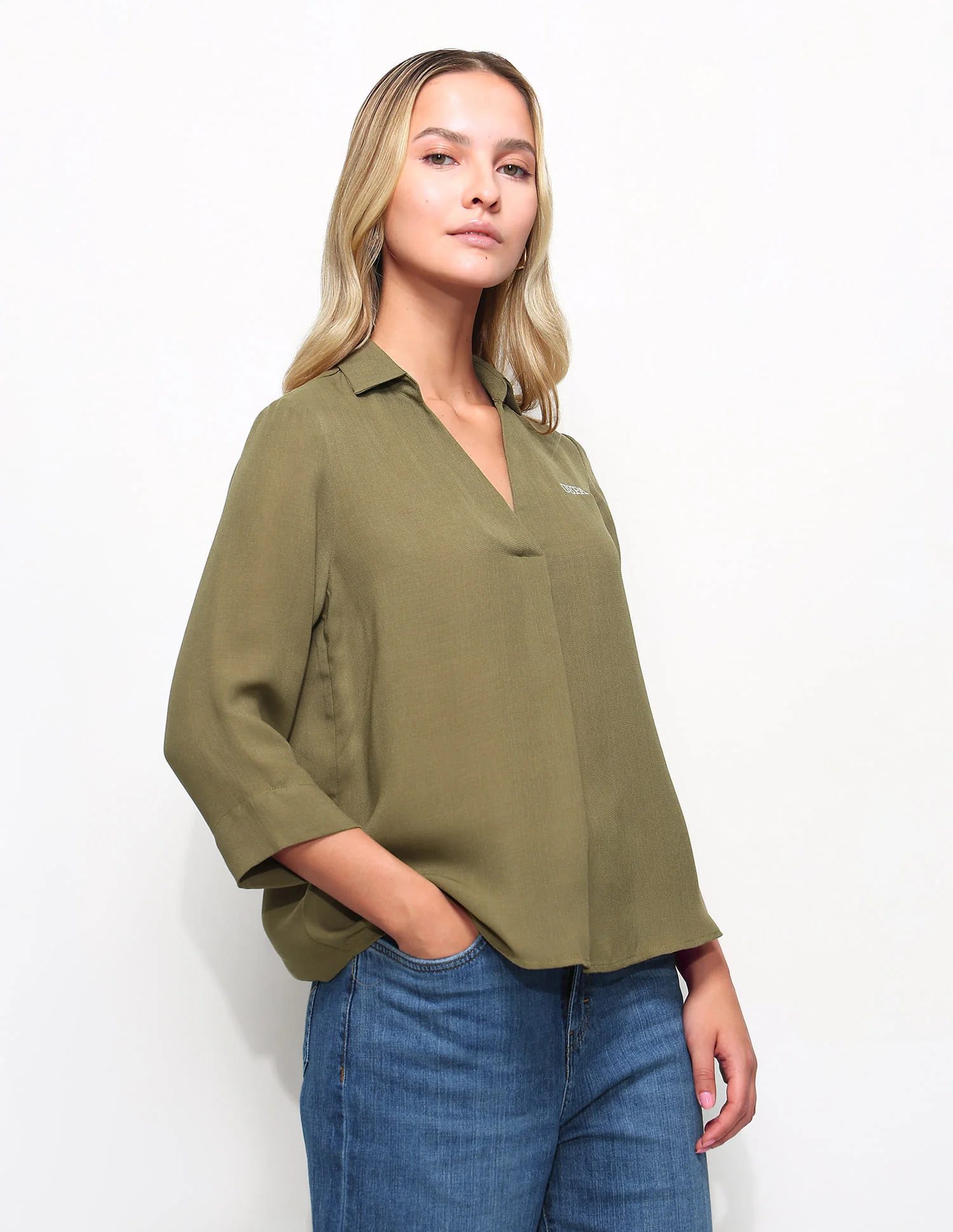 Textured Knotch Collar Top - Image 4
