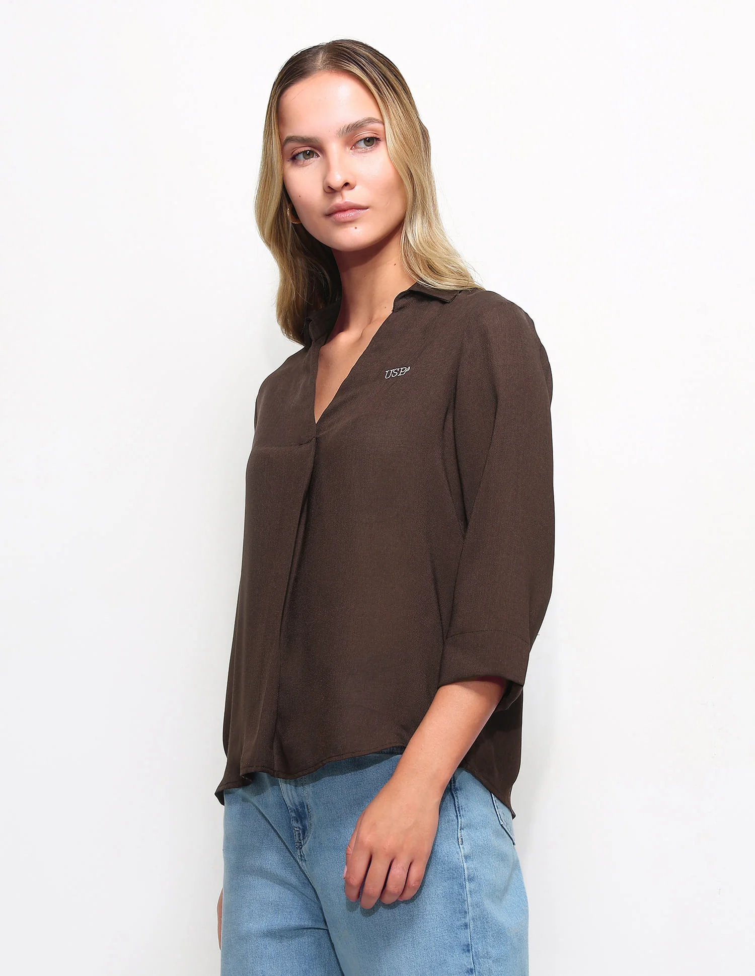 Textured Knotch Collar Top - Image 4