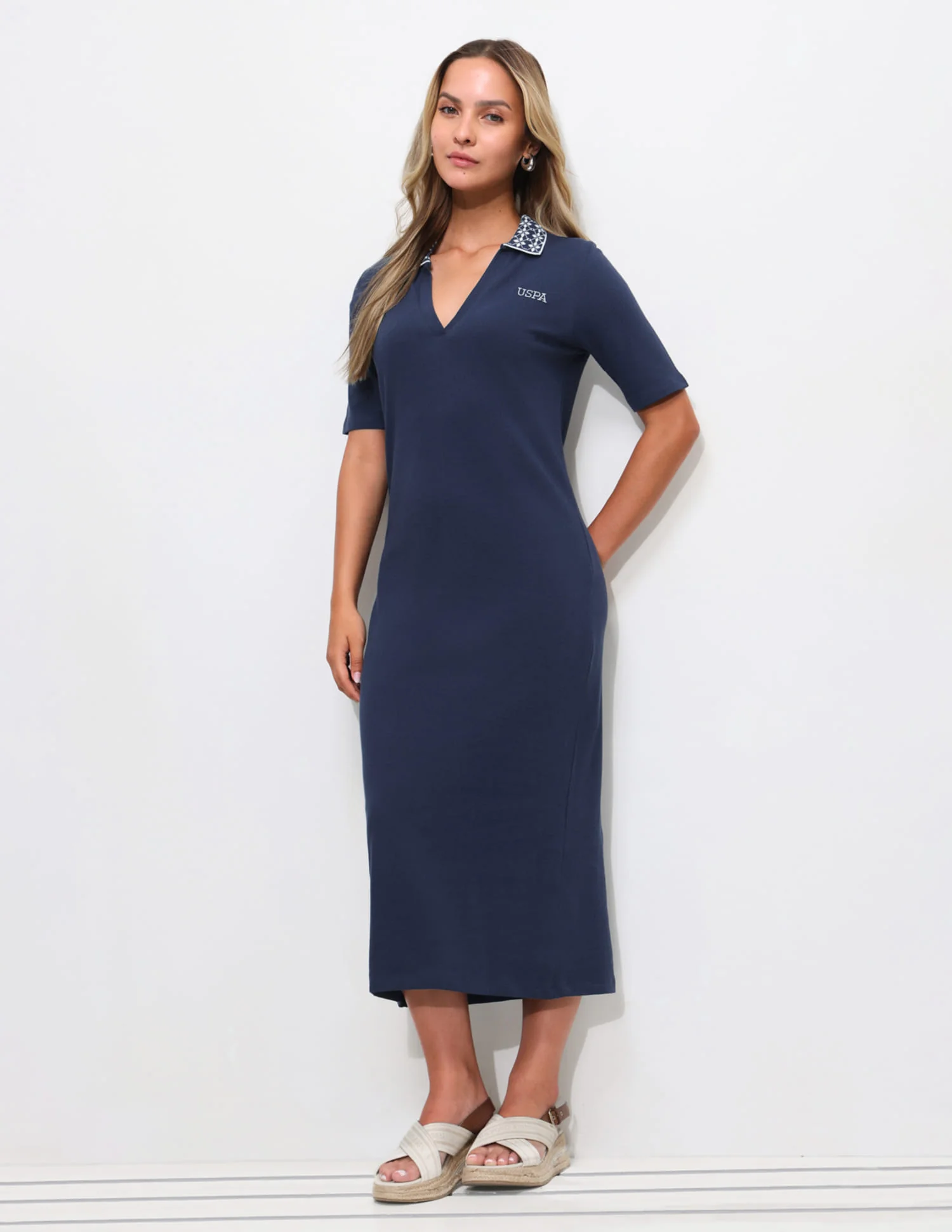 Textured Midi Polo Dress - Image 3