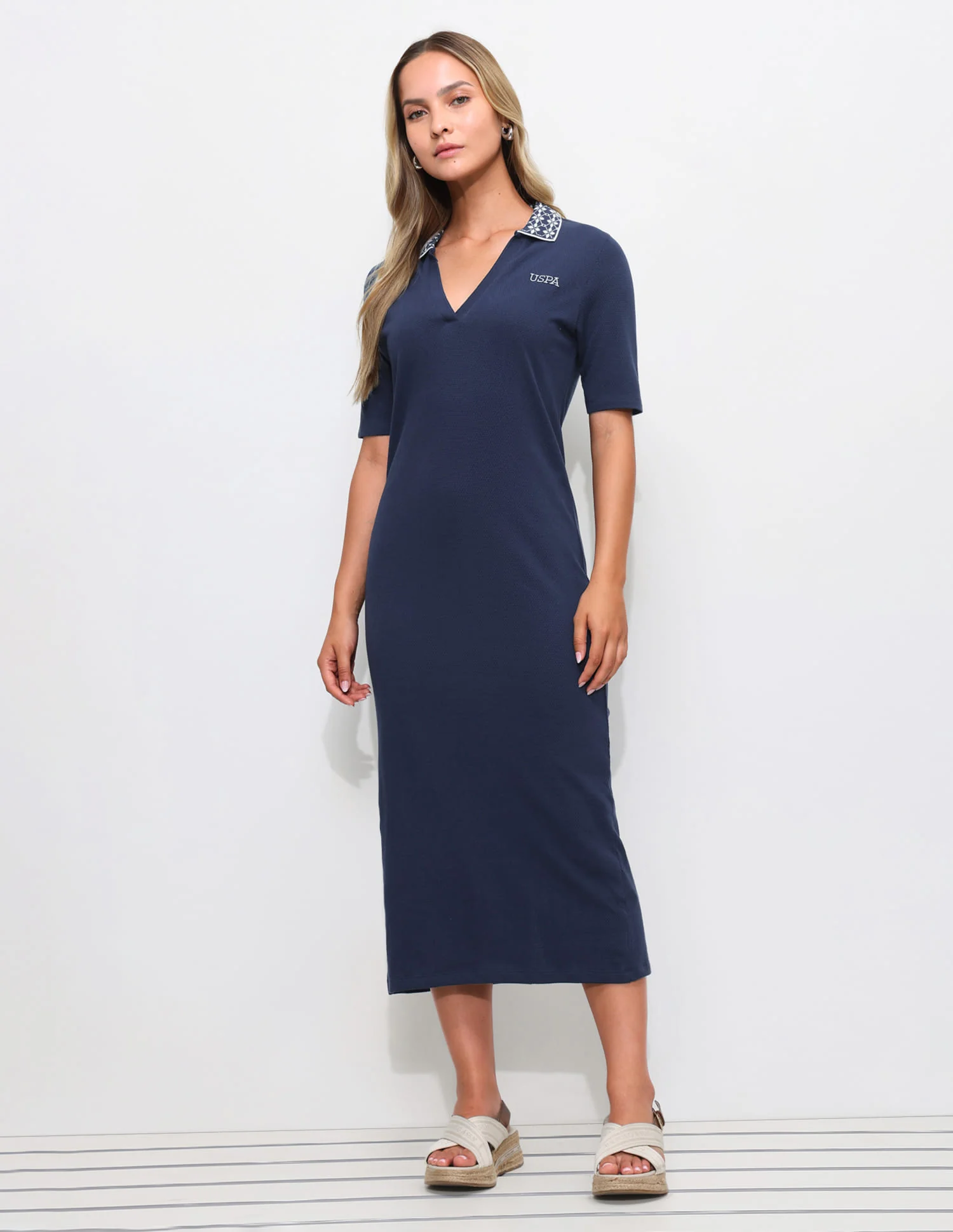 Textured Midi Polo Dress - Image 6