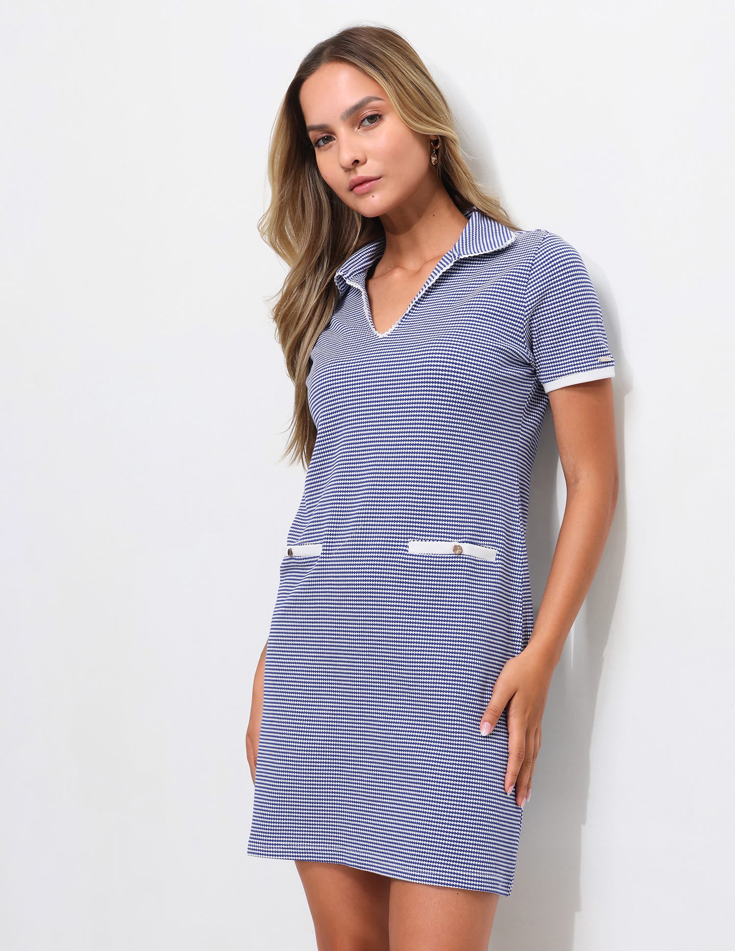 Textured Mock Pocket Dress