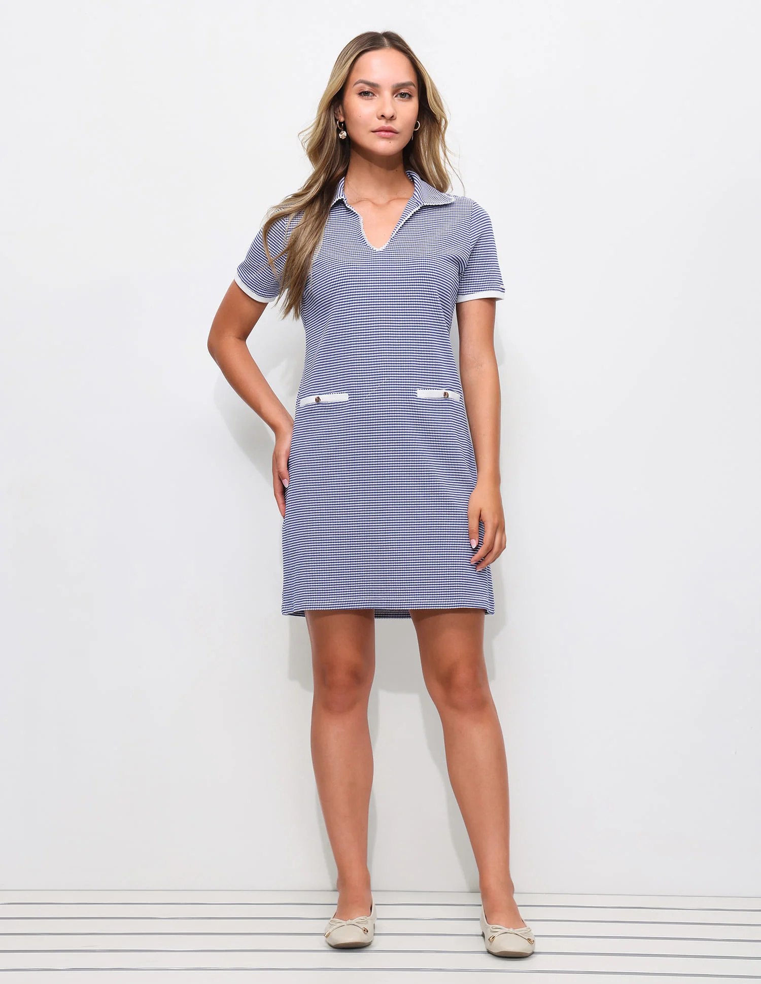 Textured Mock Pocket Dress - Image 6