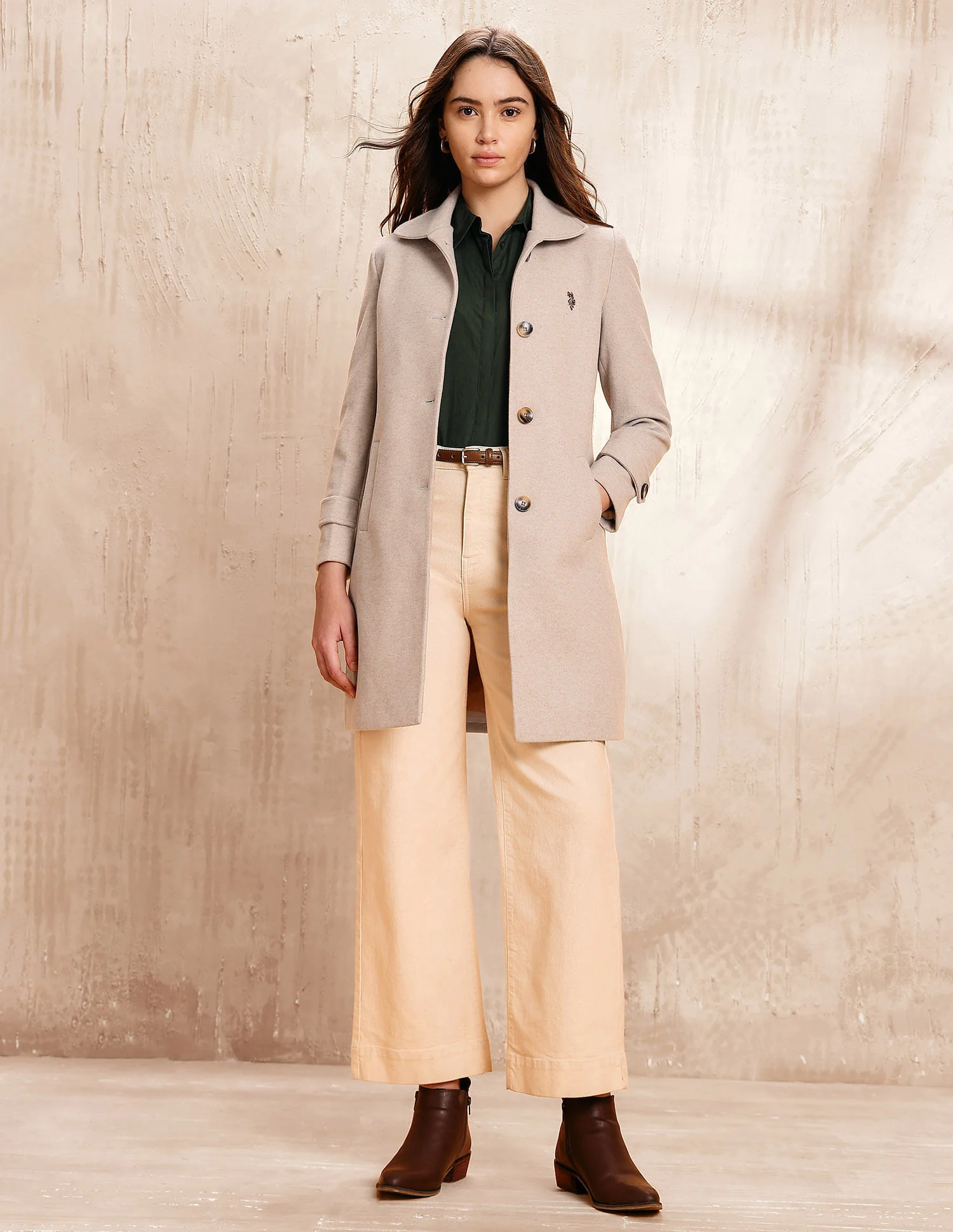 Textured Regular Fit Trench Coat - Image 3