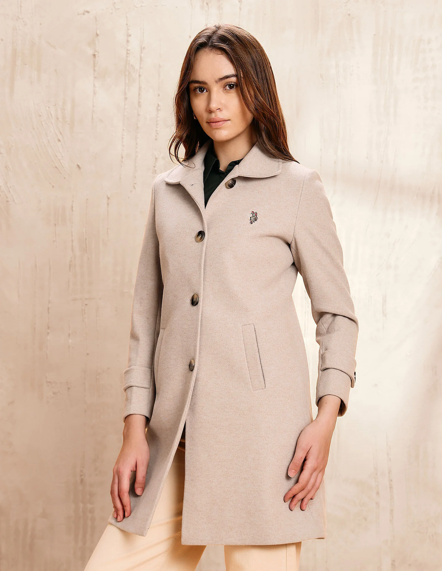 Textured Regular Fit Trench Coat - Image 4