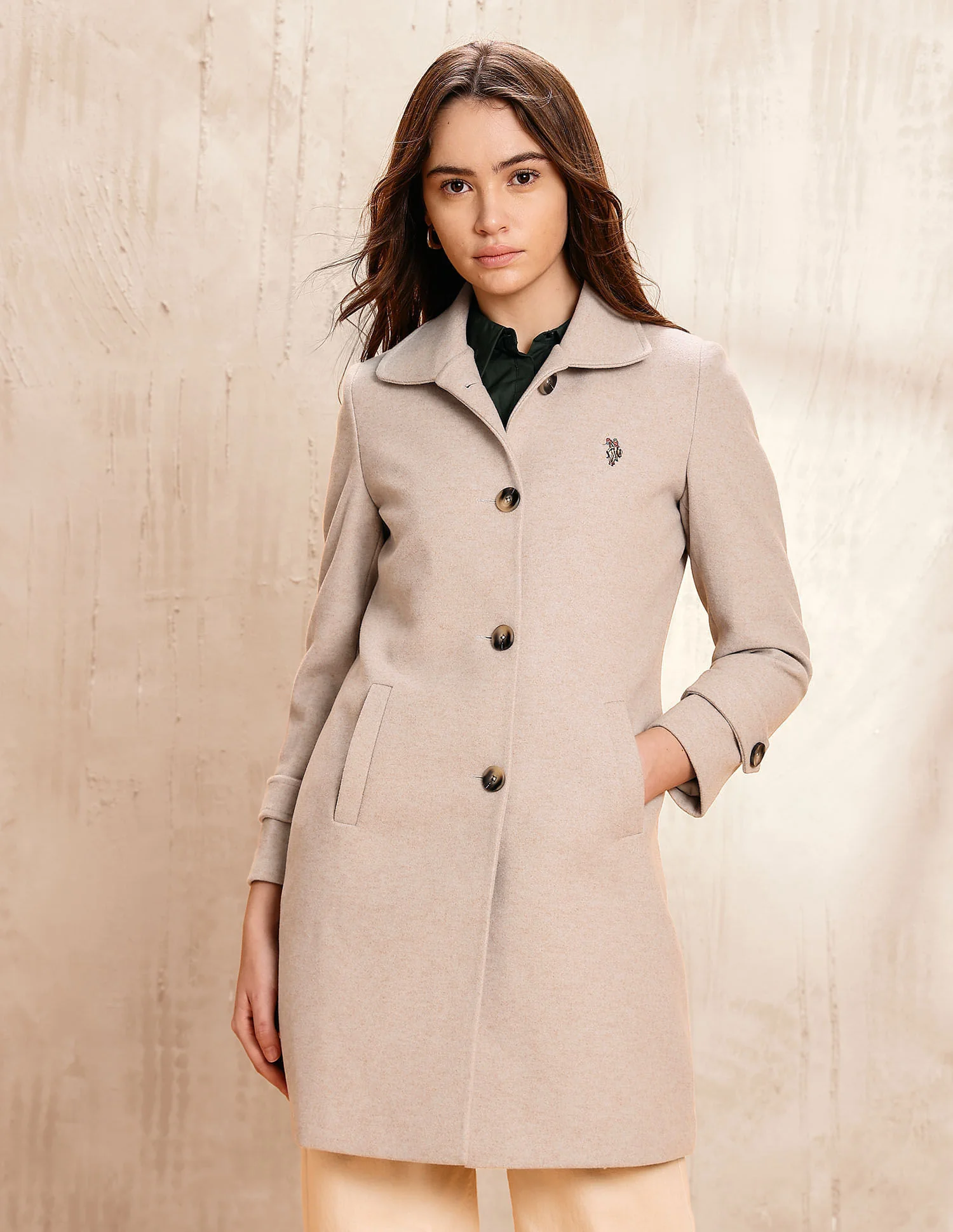 Textured Regular Fit Trench Coat - Image 6
