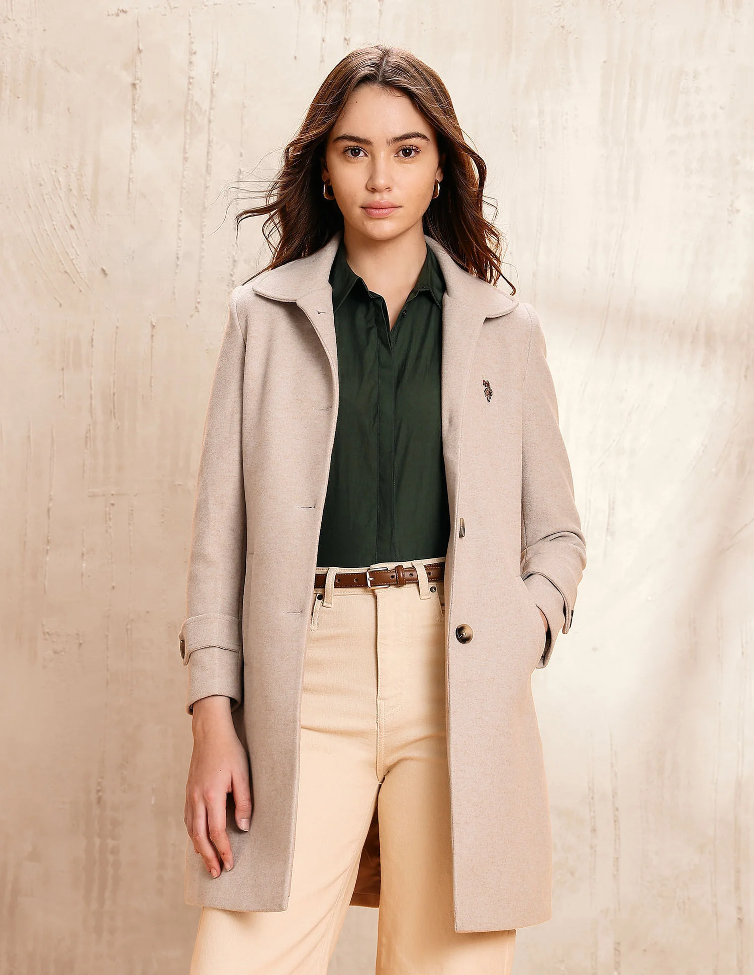 Textured Regular Fit Trench Coat - Image 9