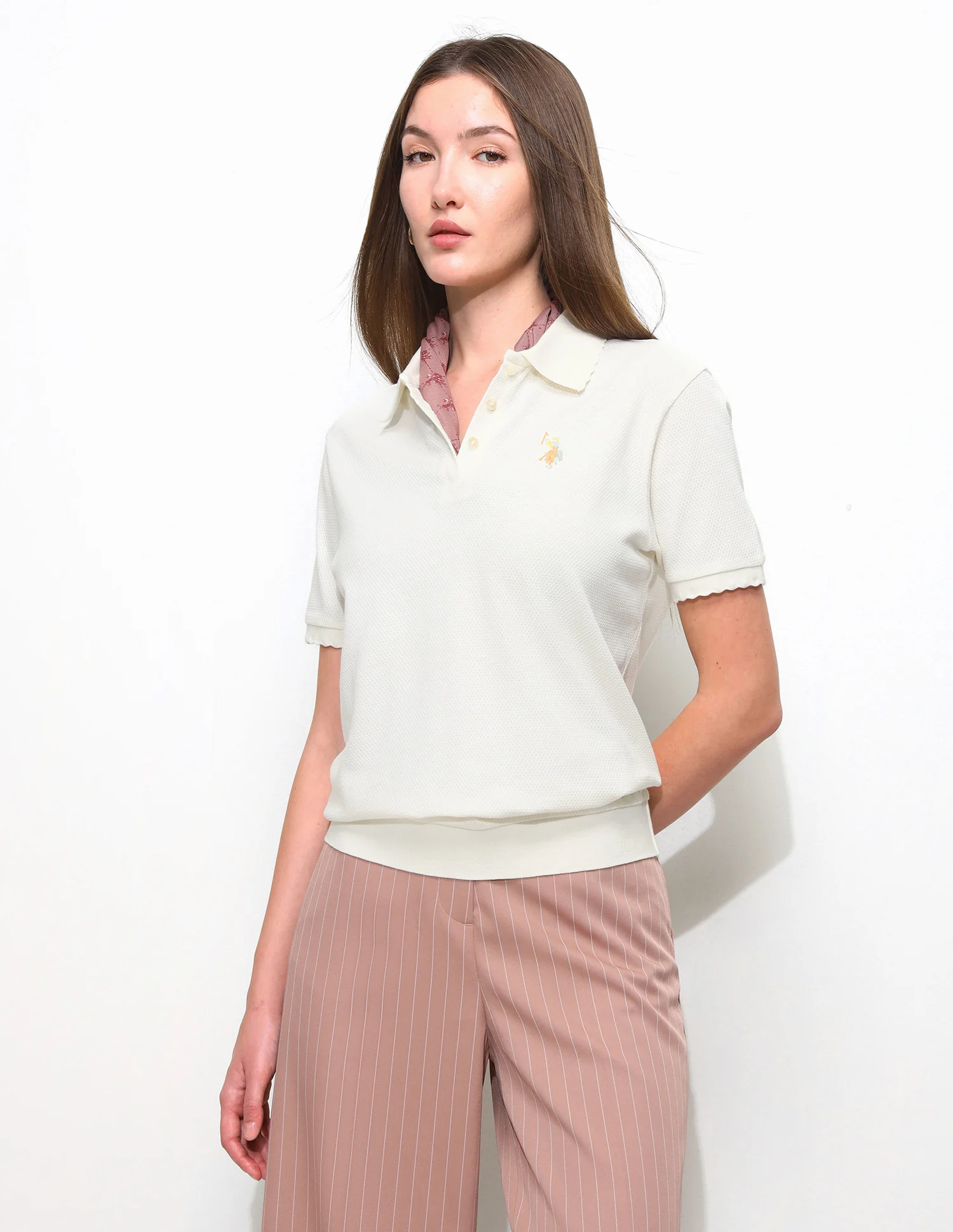 Textured Relaxed Fit Blouson Polo Shirt