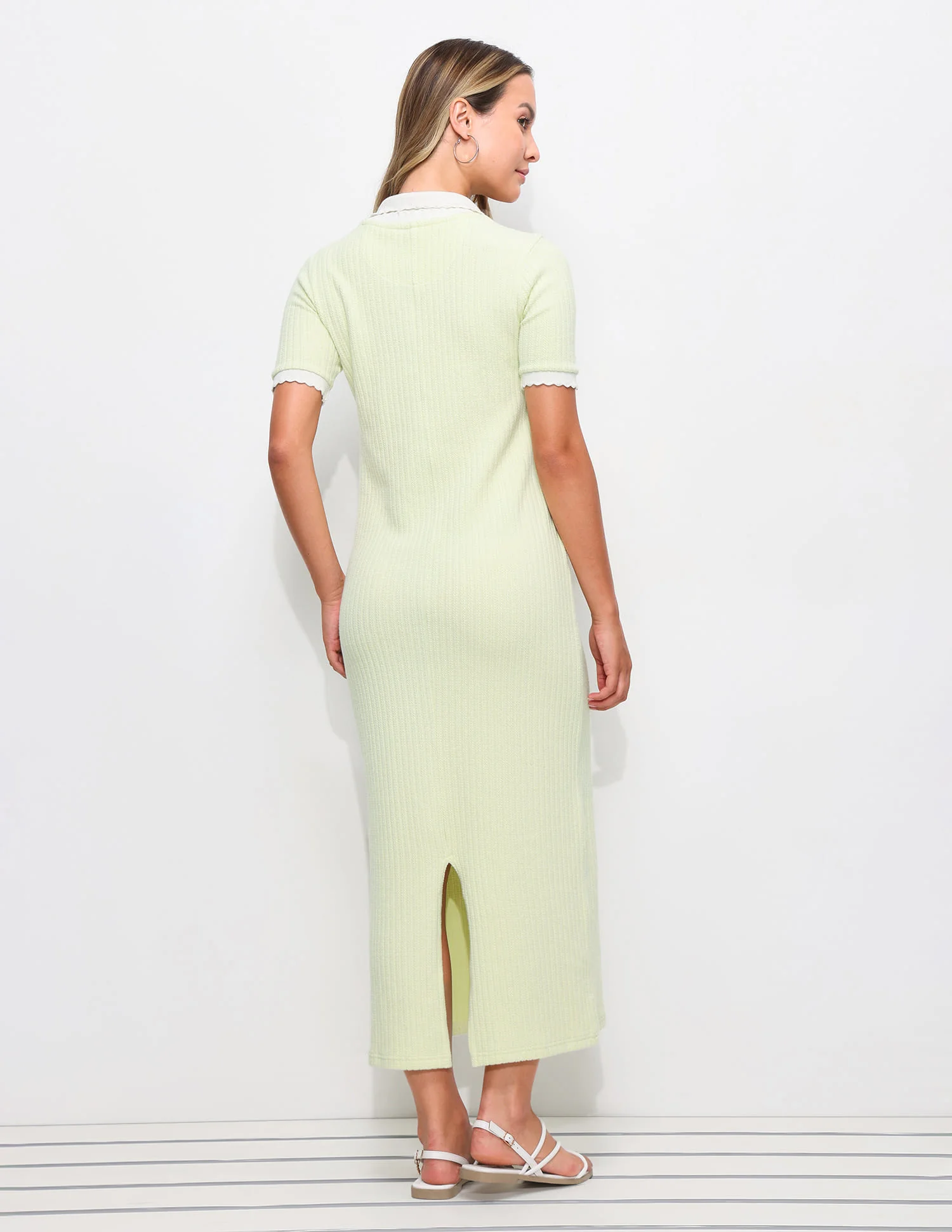 Textured Scalloped Collar Dress - Image 5