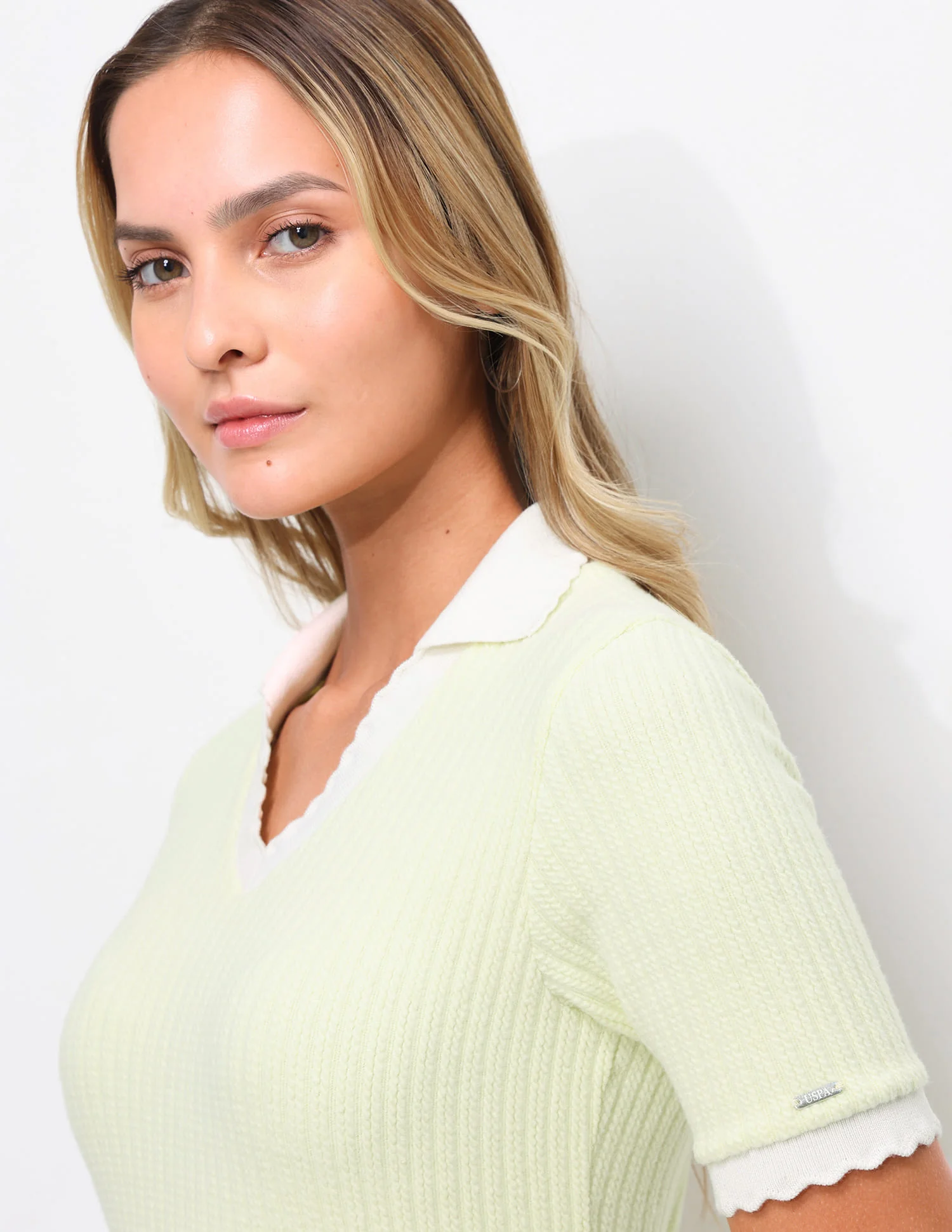 Textured Scalloped Collar Dress - Image 7