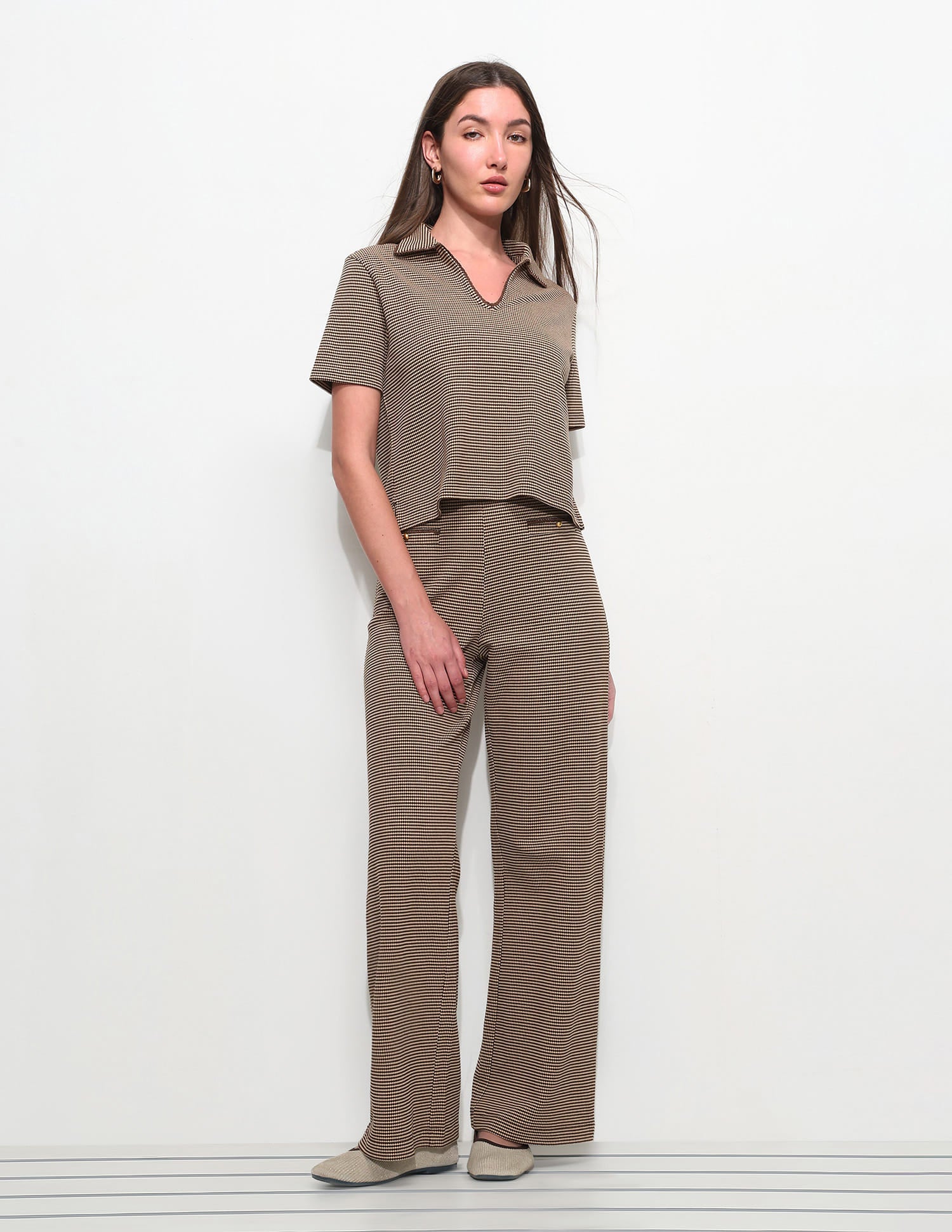 Textured Straight Fit Trousers - Image 3