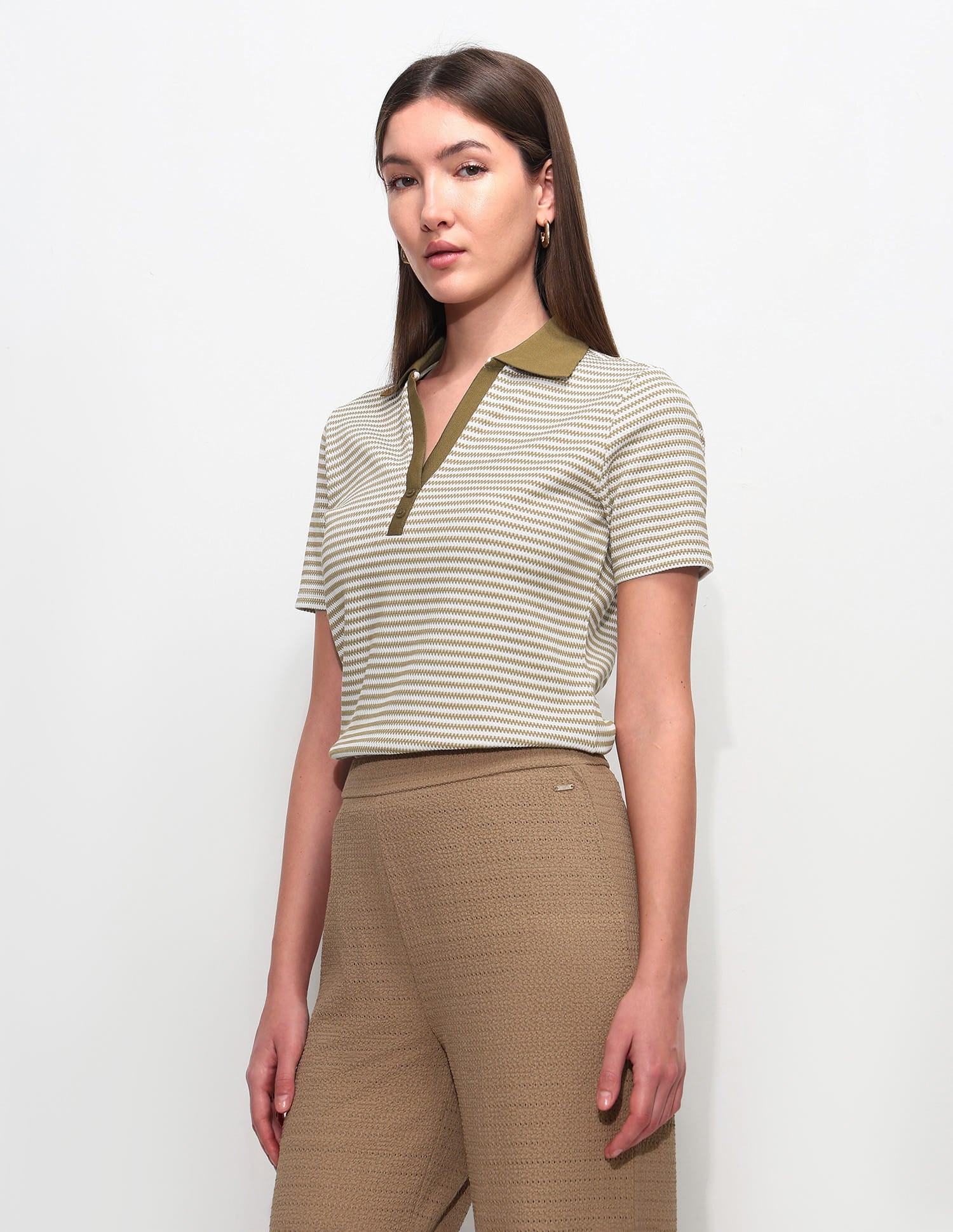 Textured Stripes Polo Shirt - Image 4
