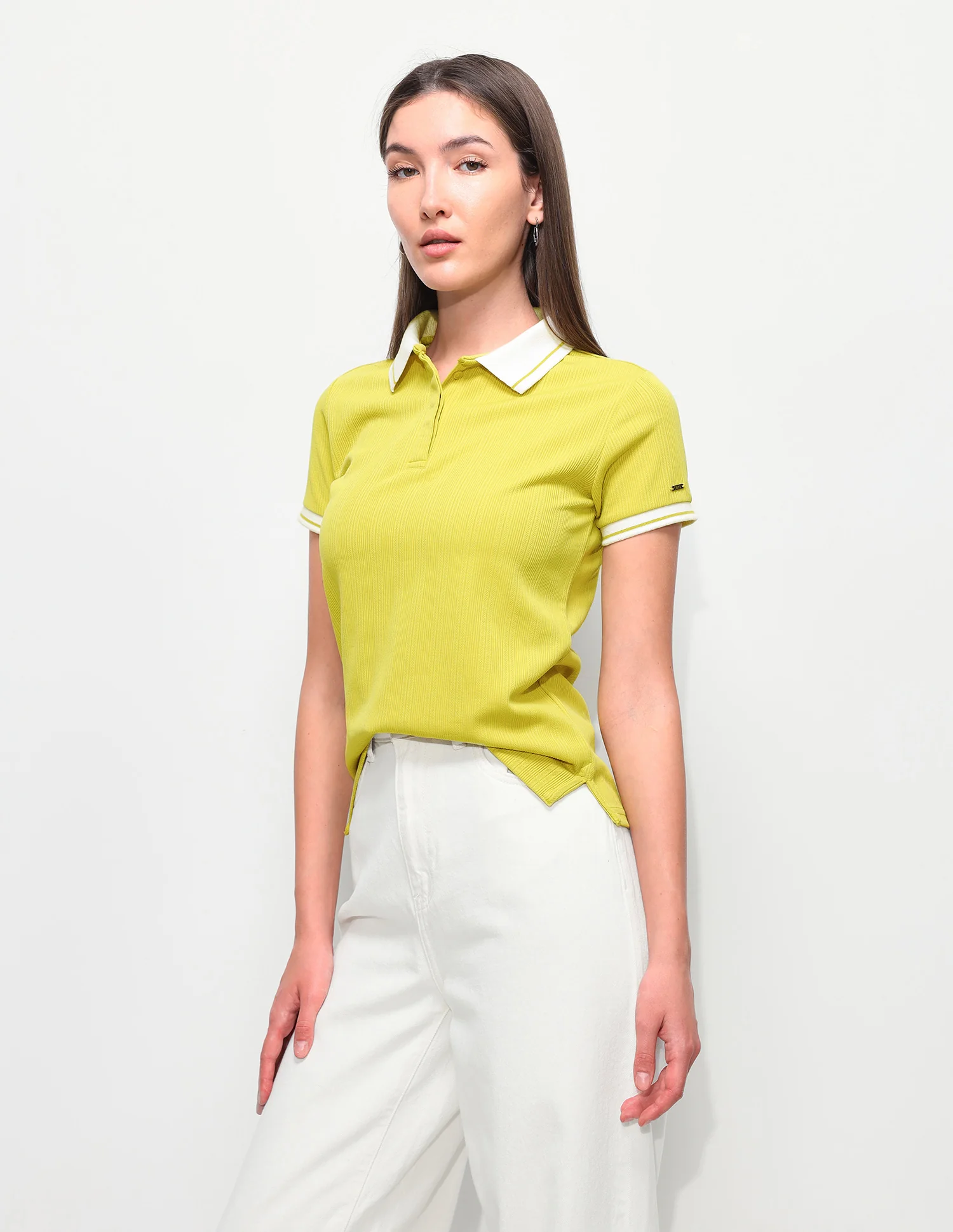 Textured Vertical Striped Regular Fit Polo Shirt - Image 4