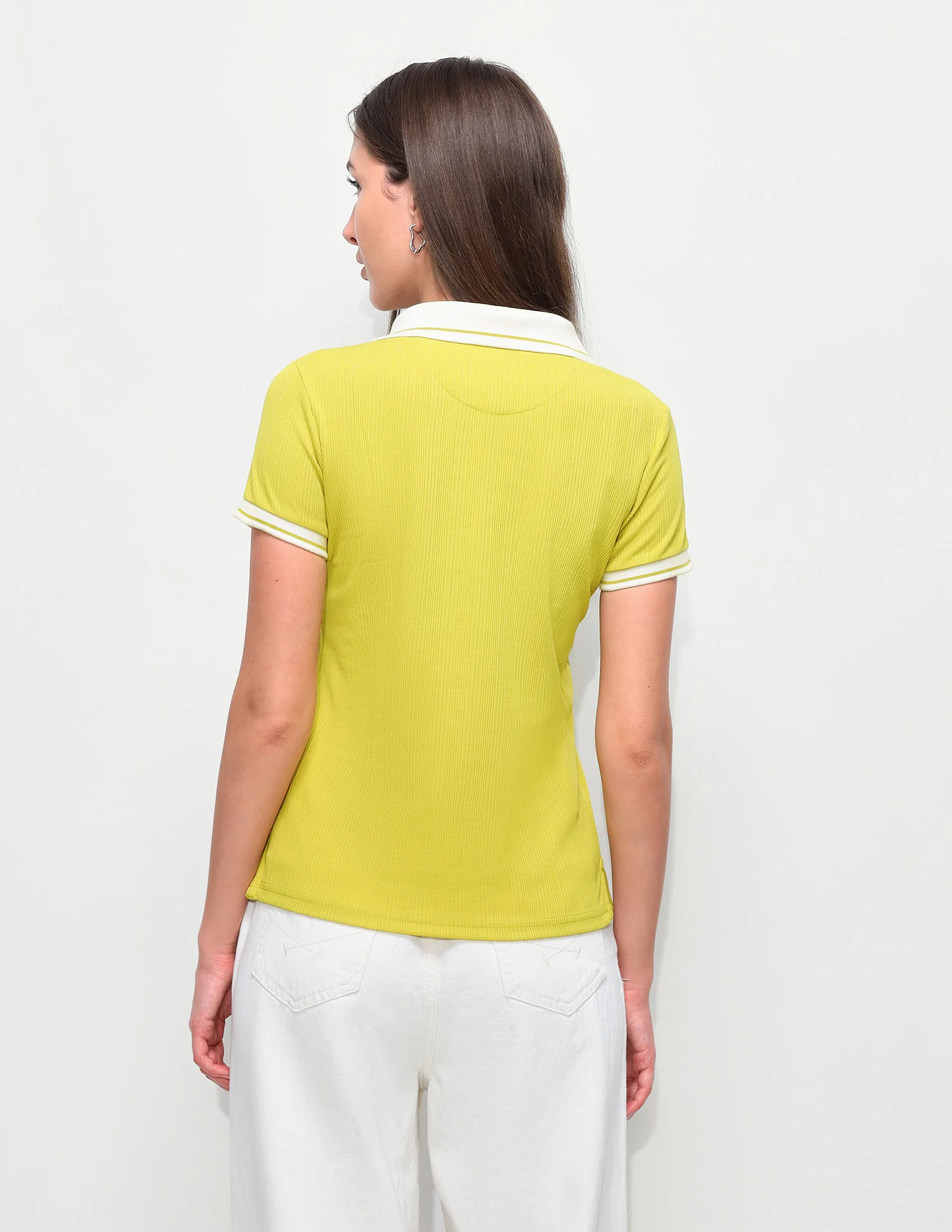 Textured Vertical Striped Regular Fit Polo Shirt - Image 5