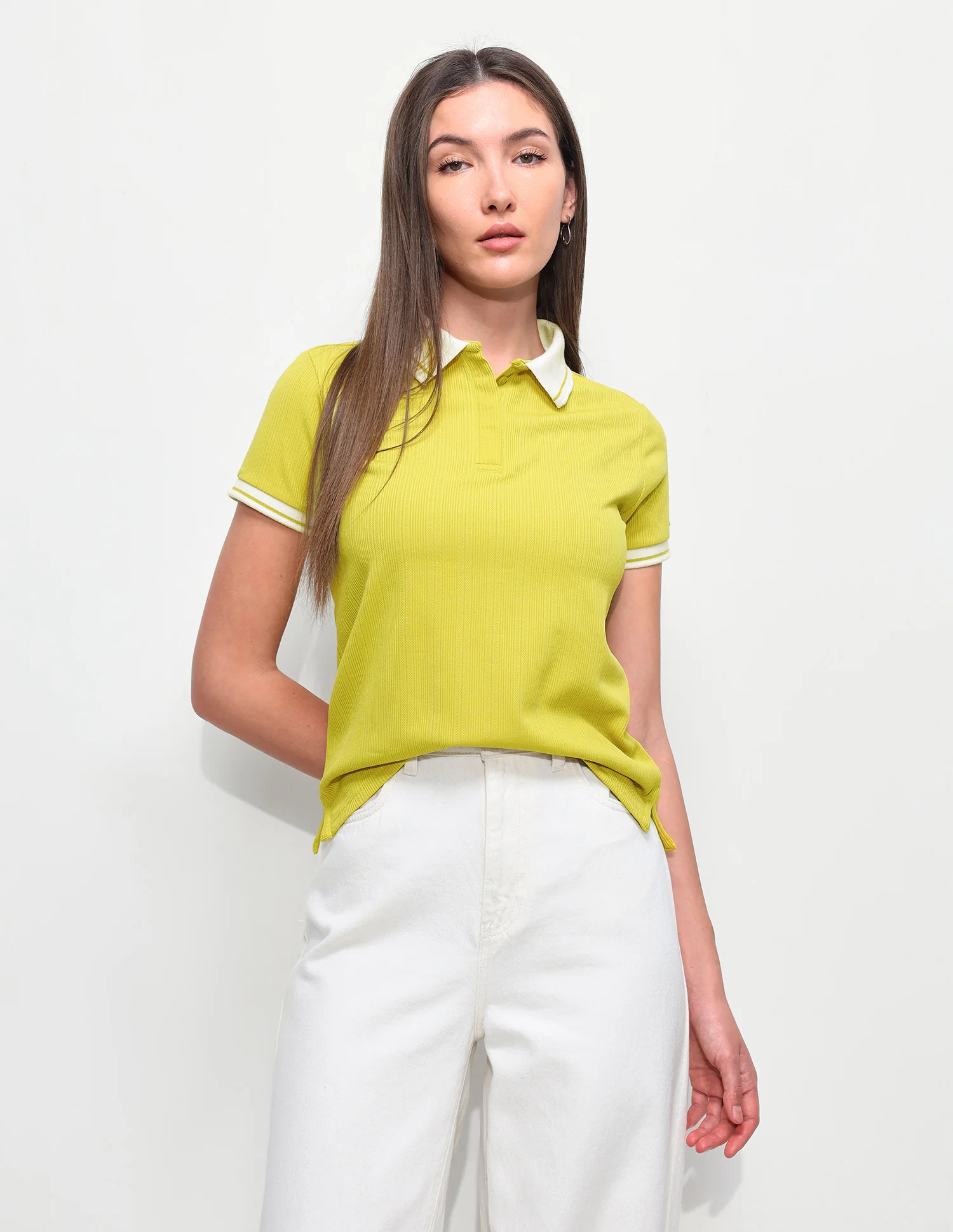 Textured Vertical Striped Regular Fit Polo Shirt - Image 6