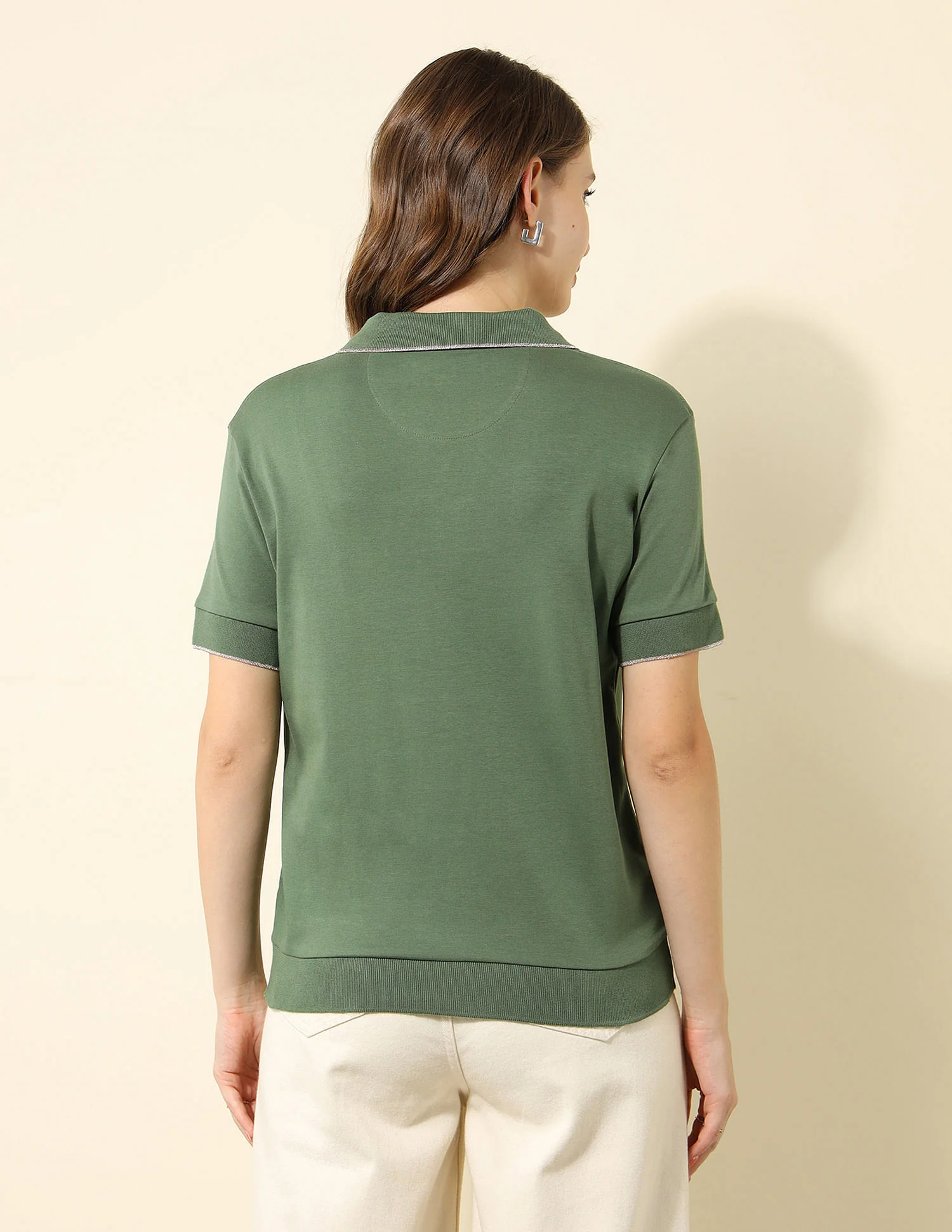 Tipped Collar Boxy Fit Polo Shirt - Image 5