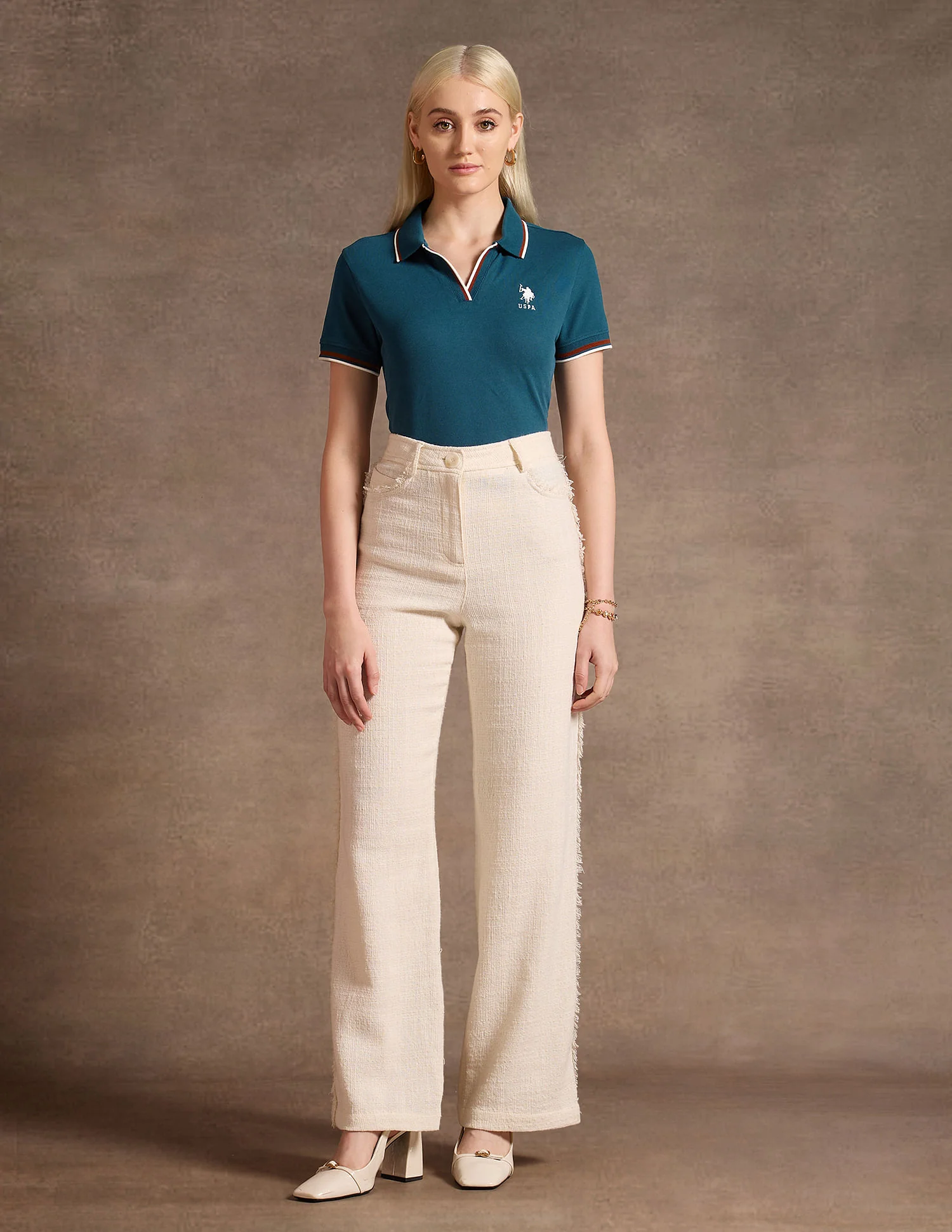 Tipped Collar Solid Polo Shirt - Image 3