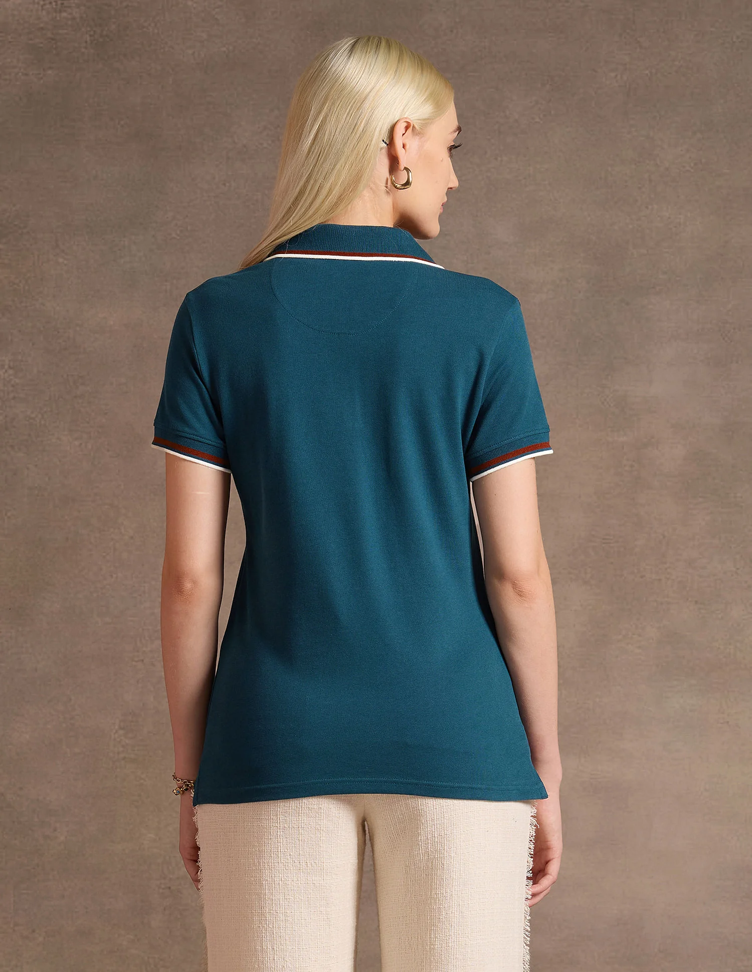 Tipped Collar Solid Polo Shirt - Image 5