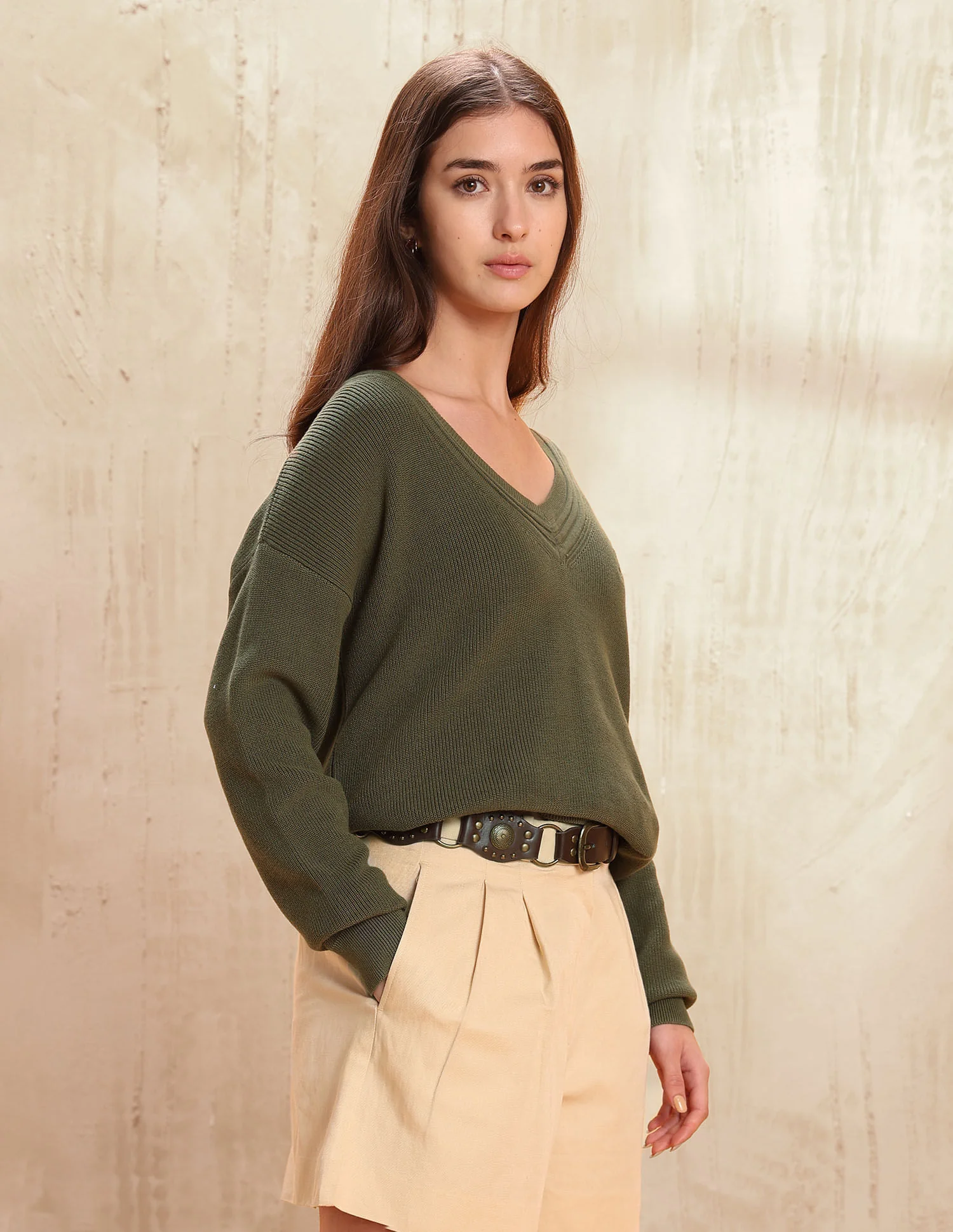 Solid Relaxed Fit Sweater - Image 4