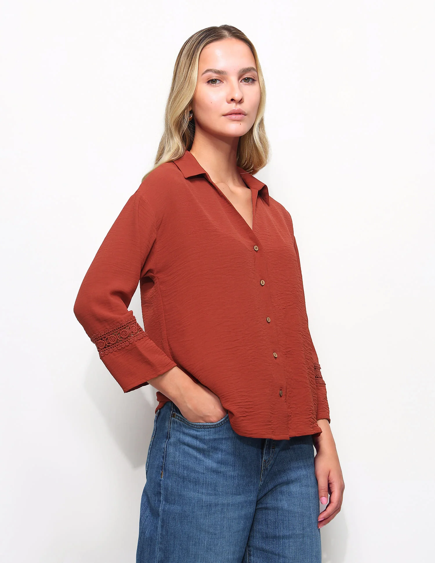 V-Neck Top With Lace Detail - Image 4