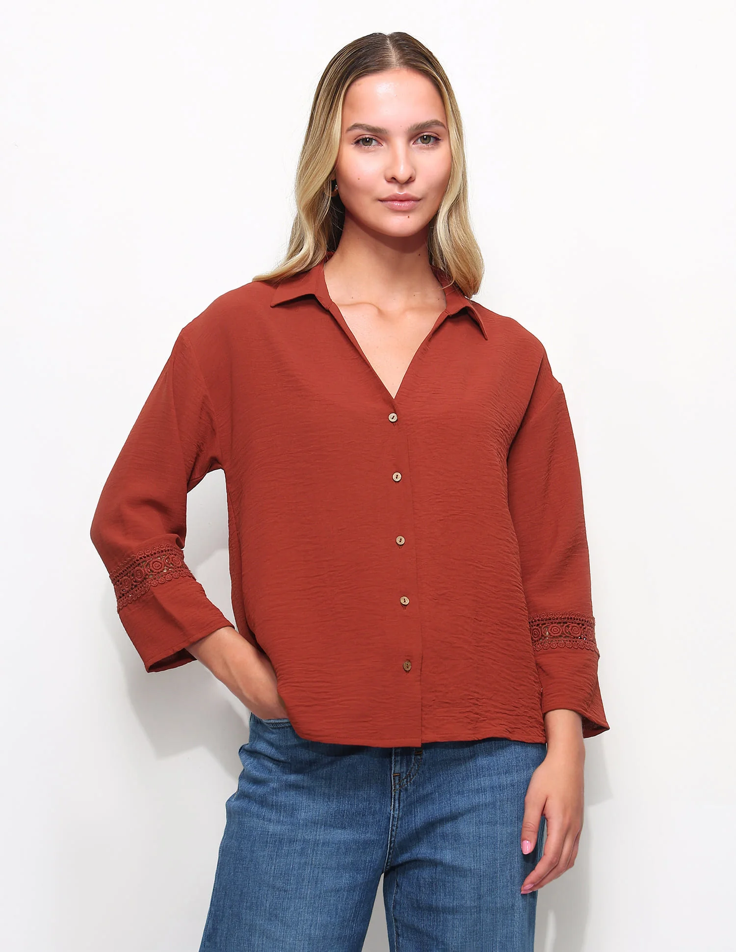 V-Neck Top With Lace Detail - Image 6