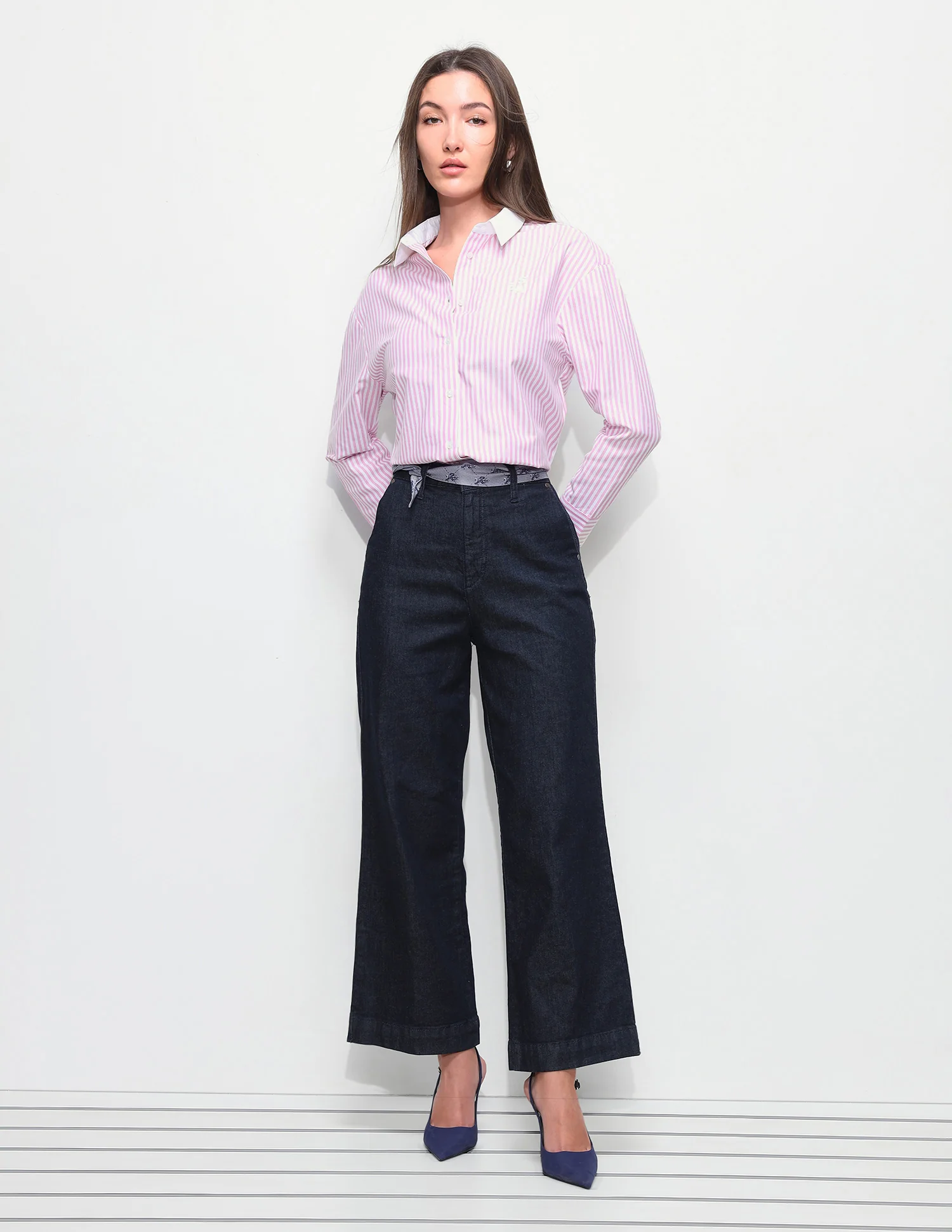 Vertical Striped Boxy Fit Shirt - Image 3