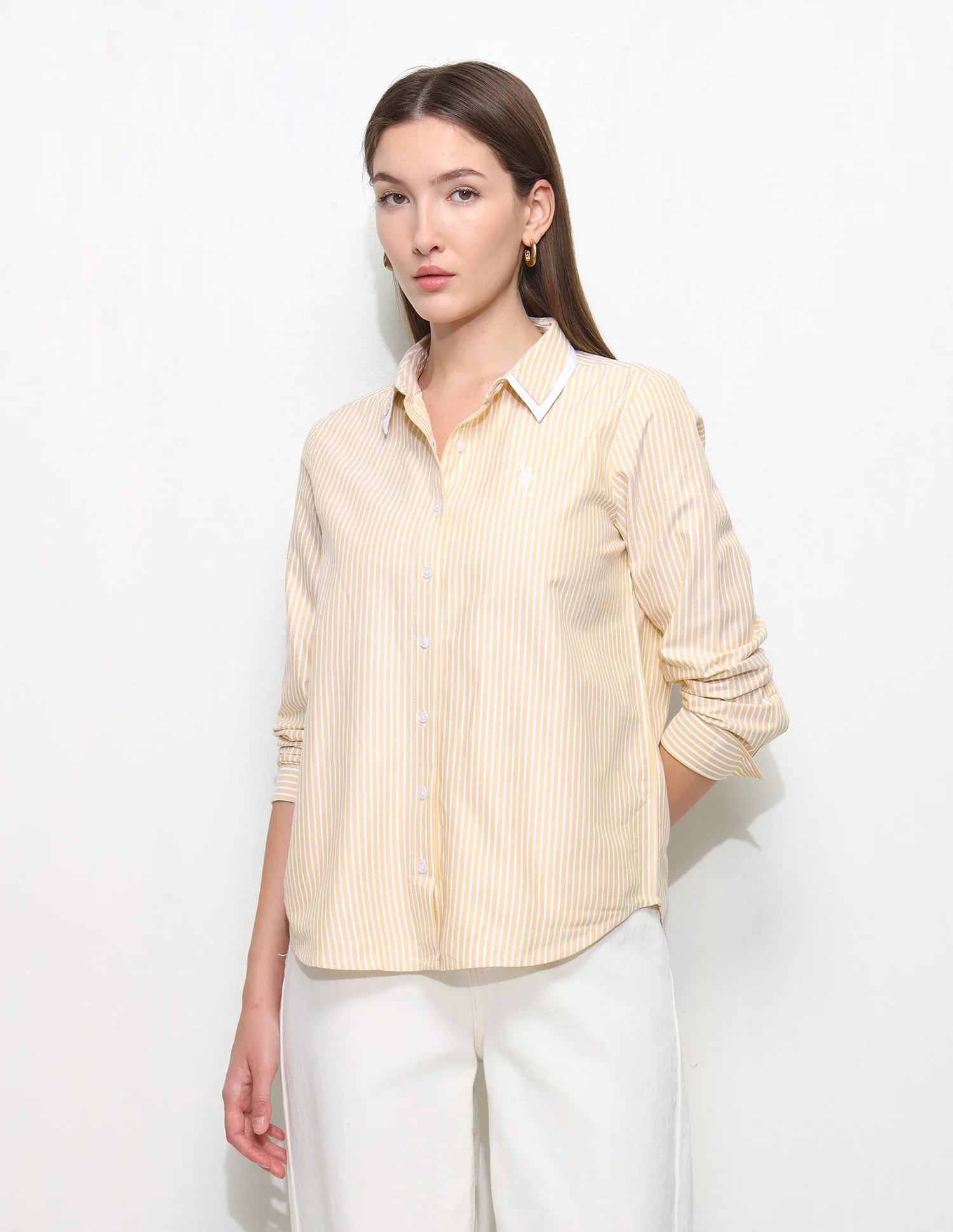 Vertical Striped Contrast Collar Shirt - Image 4