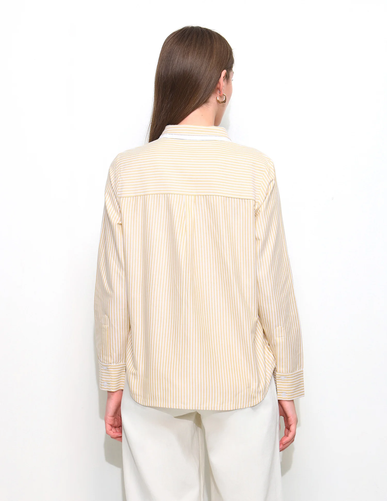 Vertical Striped Contrast Collar Shirt - Image 5