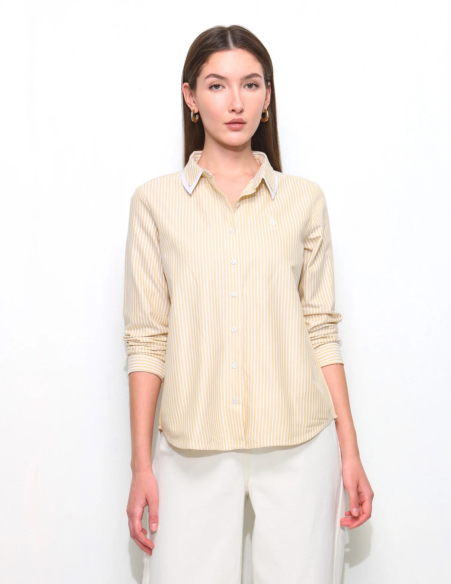 Vertical Striped Contrast Collar Shirt - Image 6