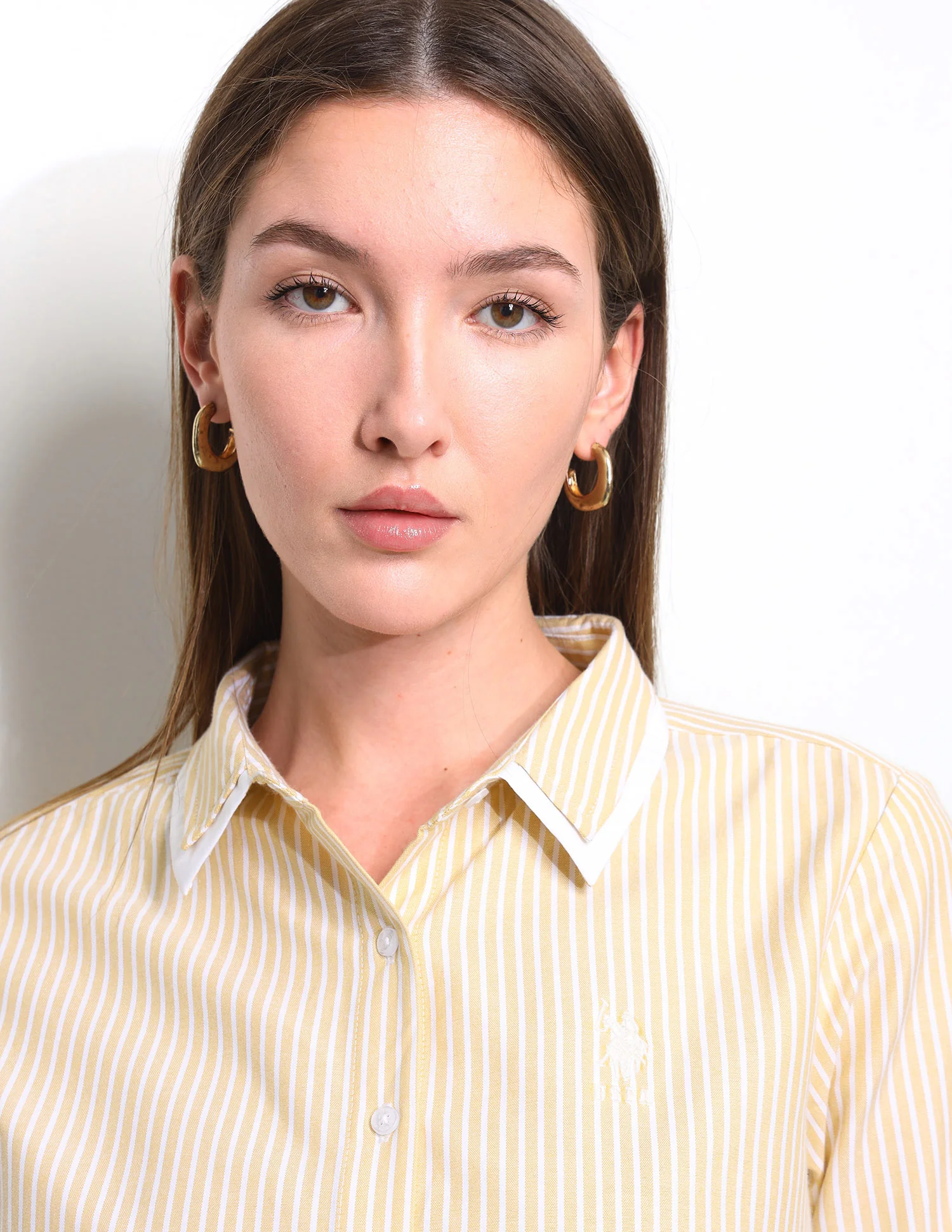 Vertical Striped Contrast Collar Shirt - Image 7